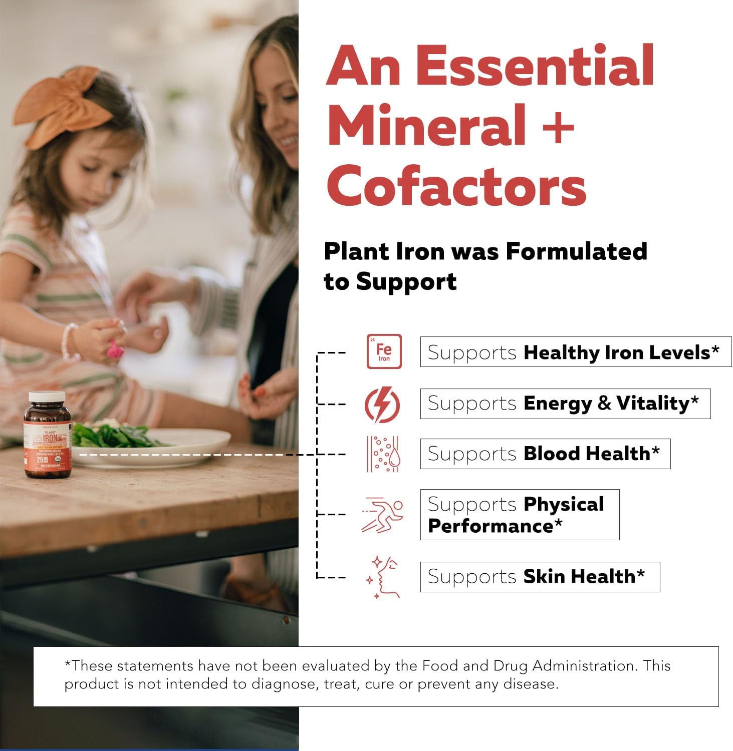 Organic Iron Supplement | Whole Food Mineral & Cofactors, 25 mg Elemental | Enhanced Absorption Plus Blood Health Vitamins – Gentle Form – Supports Healthy Levels & Blood Health – 90 Capsules - Image 6