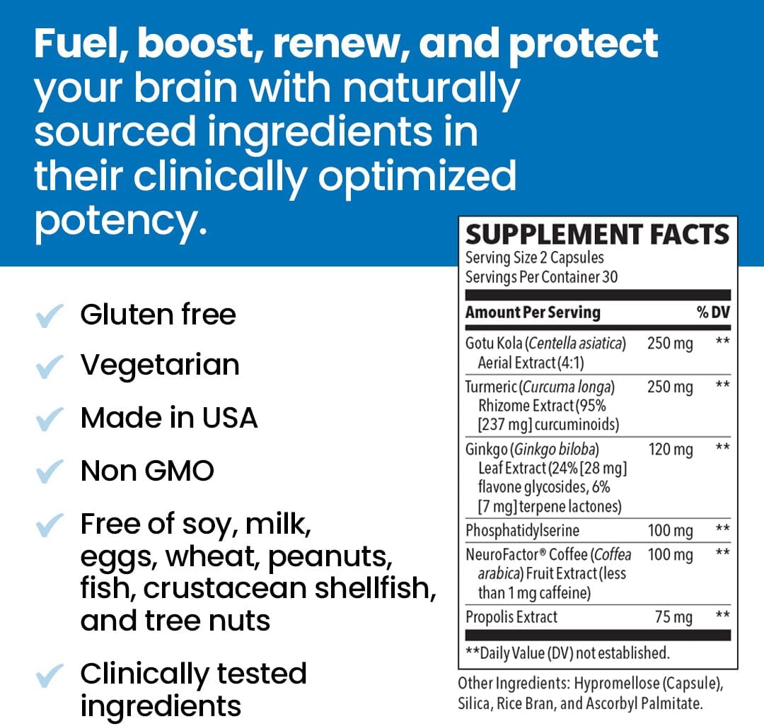 NeuroQ Memory & Focus | Formulated by Neurologist Dr. Dale Bredesen | Addresses All 4 Causes of Cognitive Decline | Ginkgo Biloba, Phosphatidylserine, Gotu Kola, Coffee Fruit, Turmeric & Propolis - Image 4