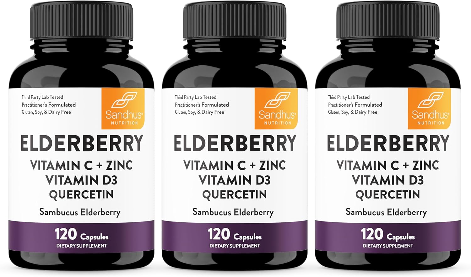 Elderberry Vitamin C and Zinc Capsules for Adults | 360 Count with Quercetin & Vitamin D3 | 6-in-1 Immune Support Supplement Pills | Sambucus Black Elderberry Natural Immunity Vitamins | Made in USA