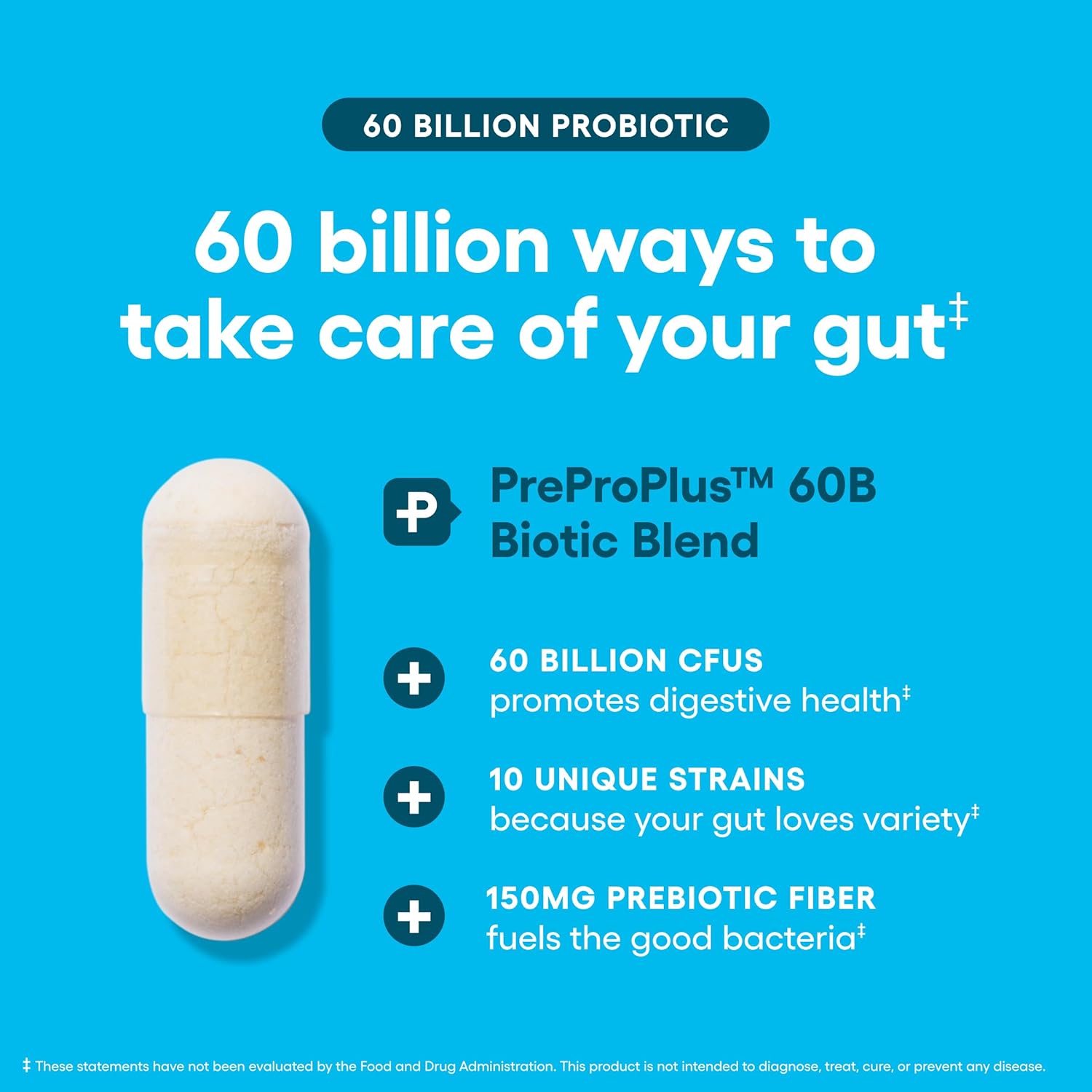 Physician's CHOICE Probiotics 60 Billion CFU - 10 Strains + Organic Prebiotics - Immune, Digestive & Gut Health - Supports Occasional Constipation, Diarrhea, Gas & Bloating - for Women & Men - 84ct - Image 4