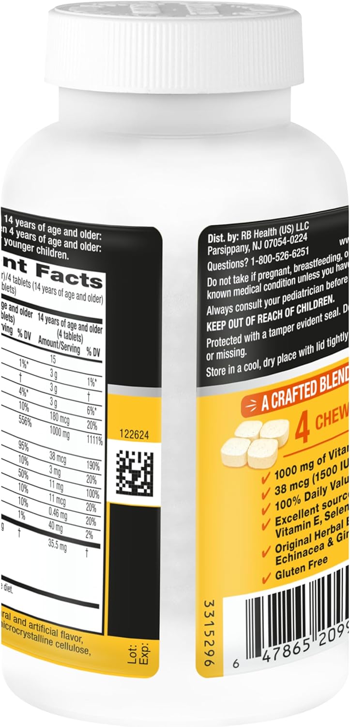 Airborne Citrus Chewable Tablets, 116ct | Immune Support Supplement with 1000mg Vitamin C + Vitamins A, D, E, Zinc,Selenium, & Manganese | Herbal Blend | Gluten Free - Image 12