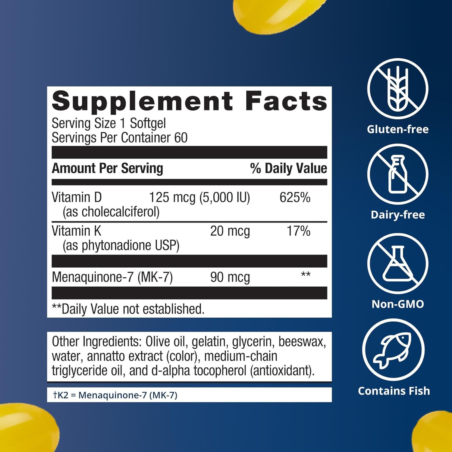 Metagenics Vitamin D3 and Vitamin K2 5,000 IU with MK-7- Vitamin D3 with K2 for Immune Support, Bone & Heart Health-Non-GMO, Gluten-Free-60 Softgels - Image 5