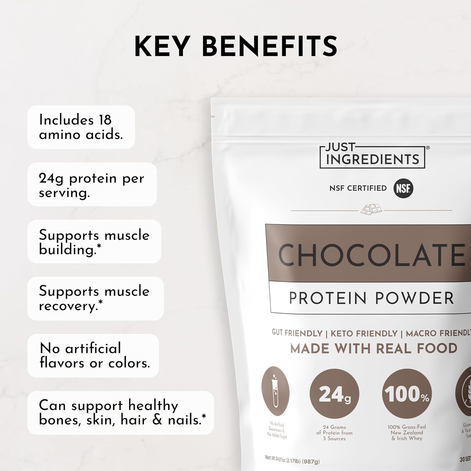 Chocolate Protein Powder – 30-Serving Blend with 100% Grass-Fed Whey & Organic Plant Proteins – Rich Cocoa Flavor – Supports Muscle Recovery, Energy & Satiety* – No Artificial Sweeteners or Fillers - Image 7