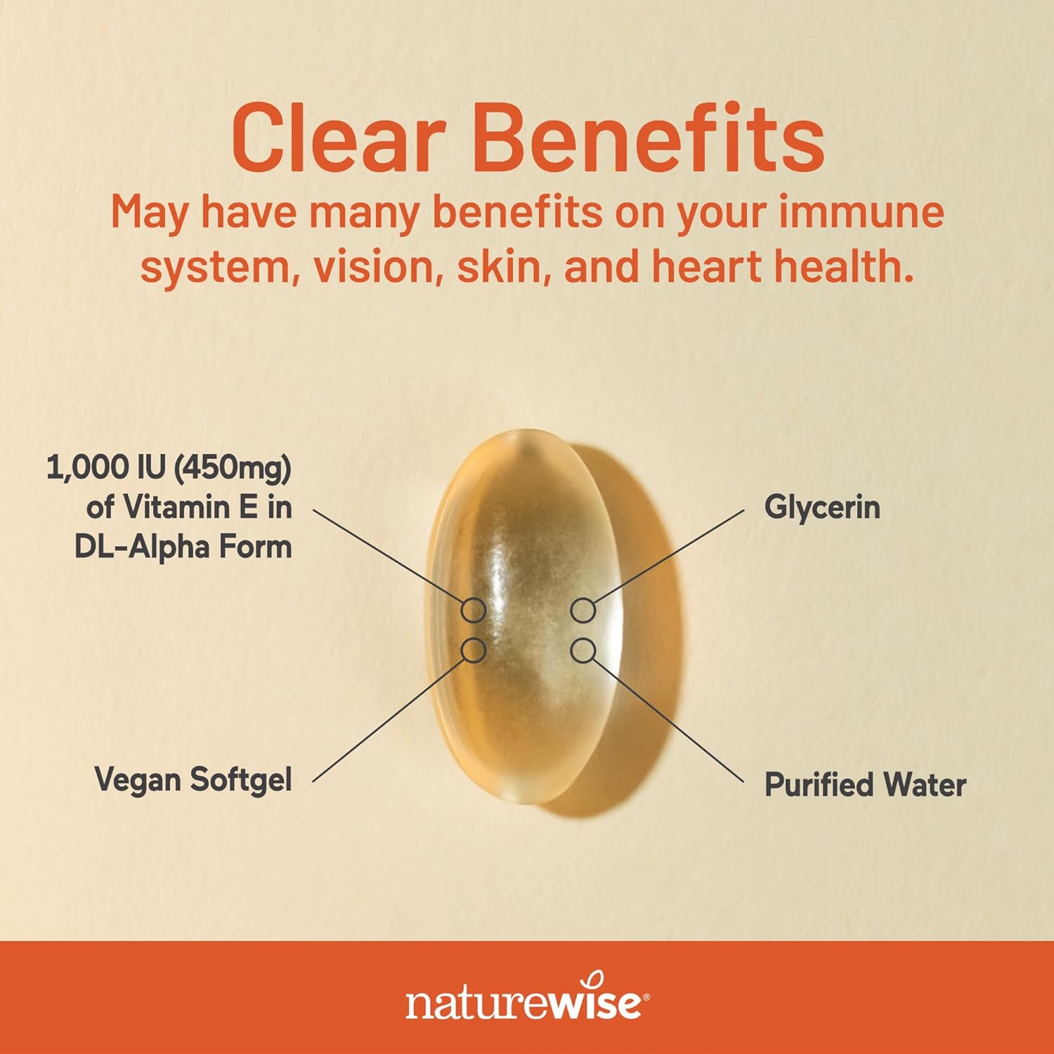NatureWise Vitamin E 1000 IU Softgels (450mg dL-Alpha) - Vegan, Gluten-Free, Soy-Free, Non-GMO Antioxidant Dietary Supplement for Skin, Heart, Eye, and Immune Health Support - 60-Day Supply, 120 Count - Image 5