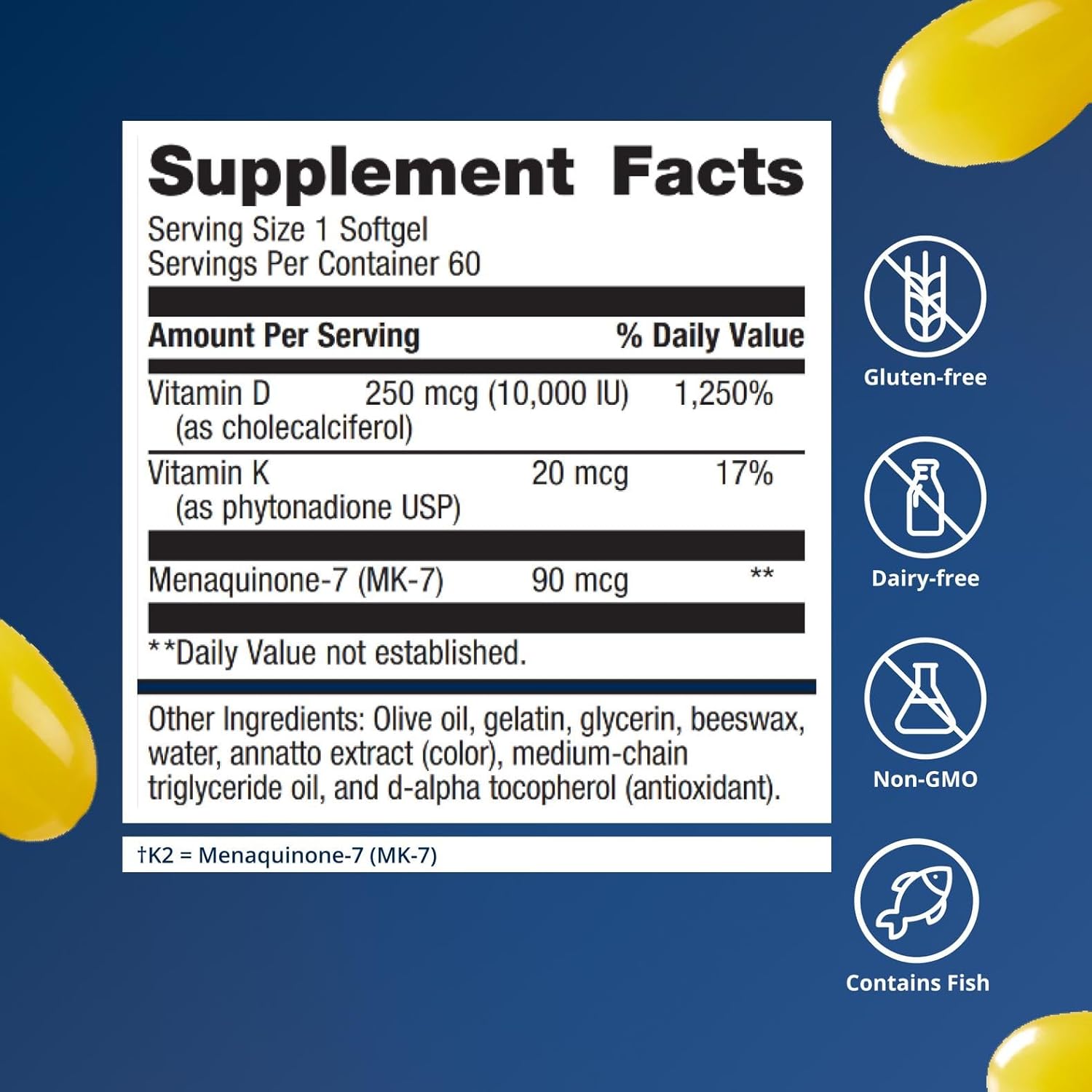 Metagenics Vitamin D3 and Vitamin K2 10,000 IU with MK-7- Vitamin D3 with K2 for Immune Support, Bone & Heart Health-Non-GMO, Gluten-Free-60 Softgels - Image 5