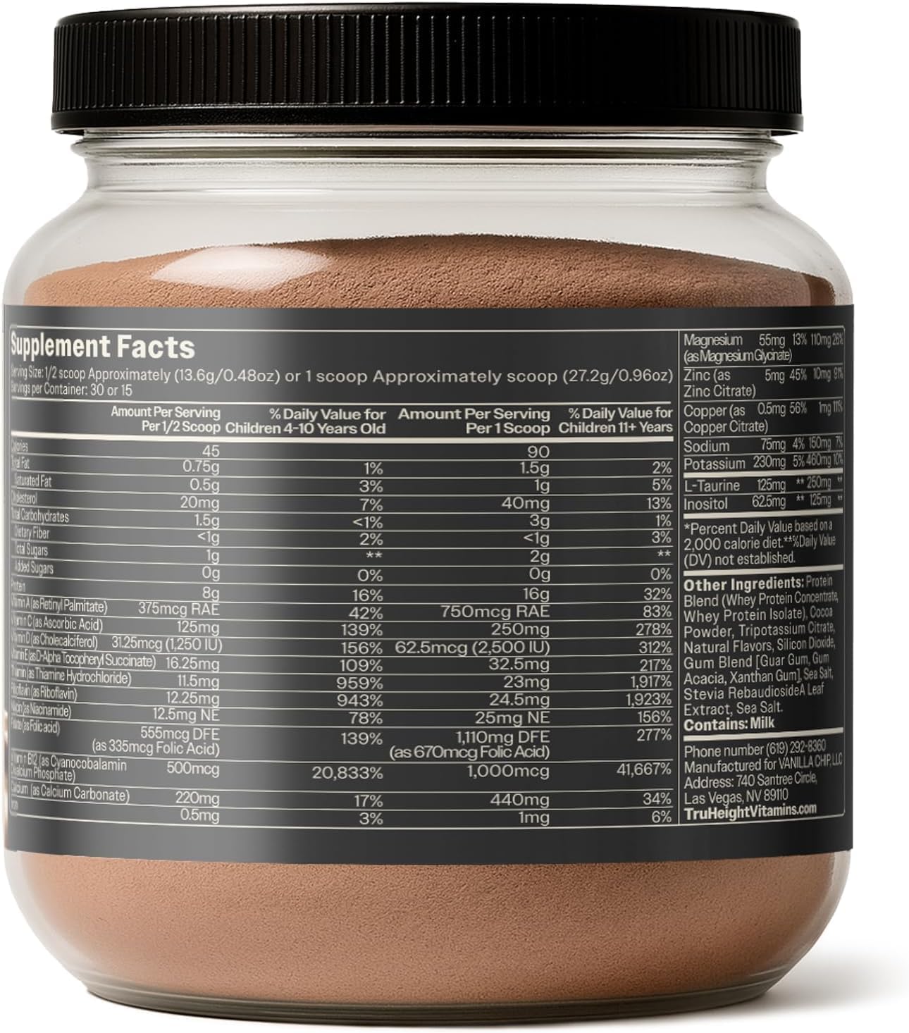 TruHeight Growth Protein Shake (Chocolate Milk Flavor, Whey) Tall Nutrition for Natural Growth & Development - Protein Powder for Kids & Teens, Weight Gain Drinks - Picky Eater Vitamin, Taller Ages 4+ - Image 2