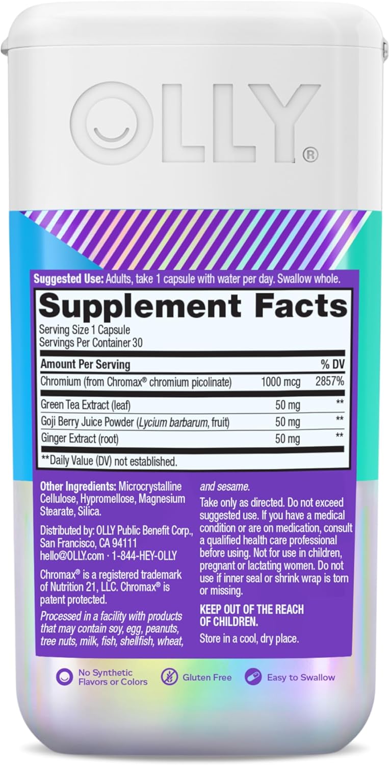 OLLY Combat Cravings, Metabolism & Energy Support Supplement,1000 mcg Chromium, Green Tea, Goji Berry, Ginger - 30 Count - Image 7