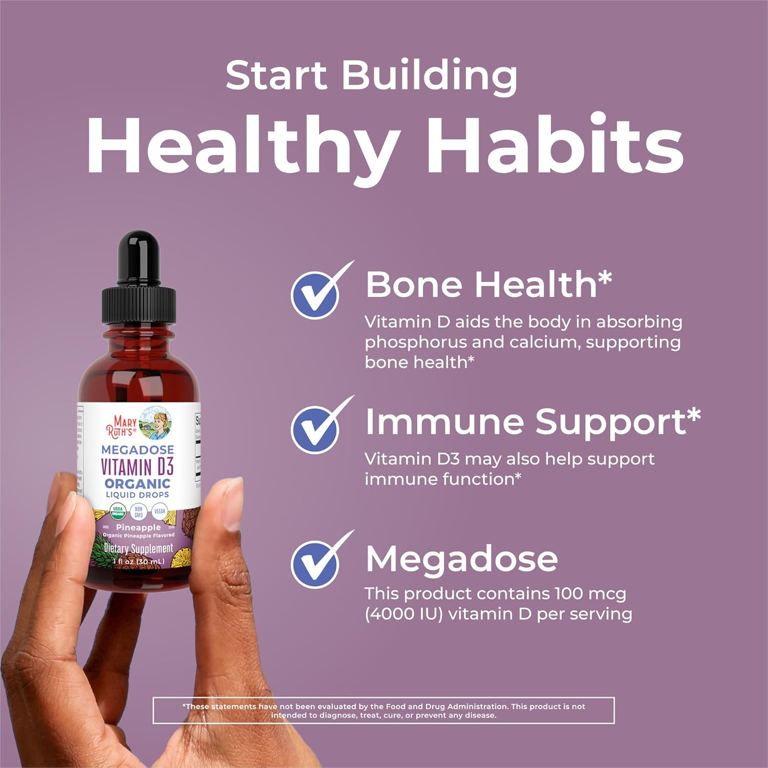 MARYRUTH'S Vitamin D3 Liquid Drops | Megadose 4000 IU | USDA Organic Liquid Vitamin D Spray for Adults & Kids | Immune Support & Bone Health | Vegan | Gluten Free | Non-GMO | 30 Servings - Image 5