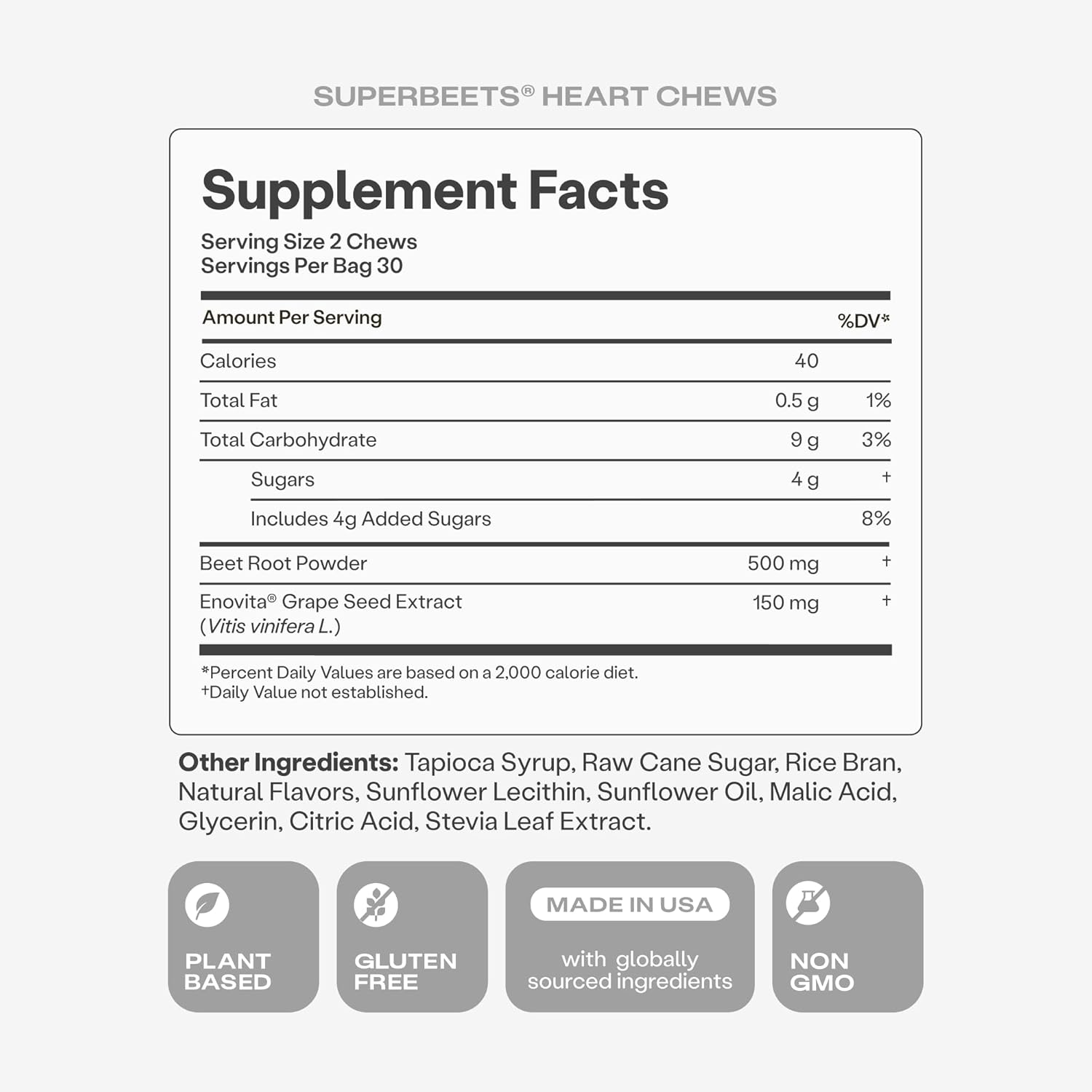 humanN SuperBeets Heart Chews, Beet Root Powder Support Energy Supplement, Nitric Oxide and Blood Pressure Support, Grape Seed Extract & Non-GMO, Heart Health, Pomegranate Berry Flavor, 60 Count - Image 9