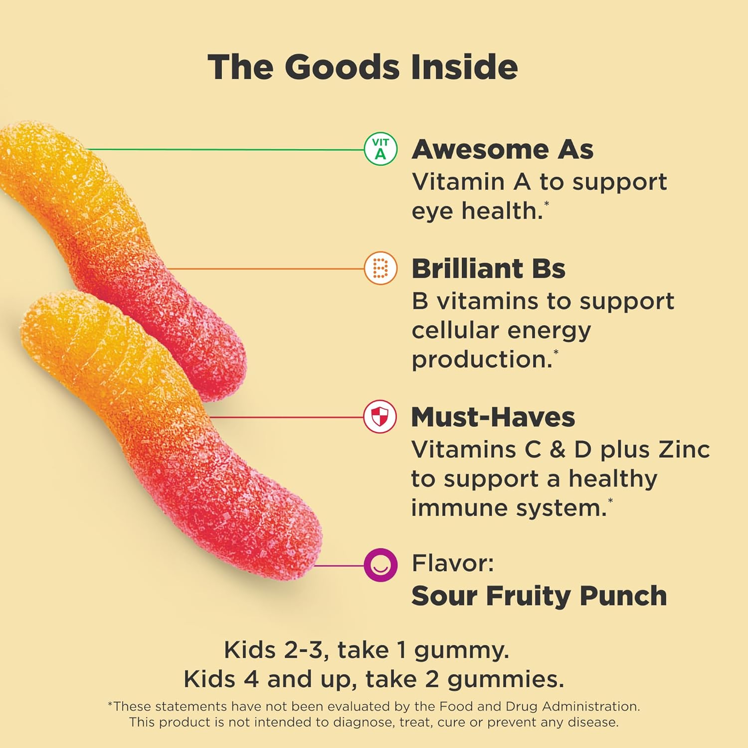 OLLY Kids Multivitamin Gummy, Overall Health and Immune Support,* Vitamins and Minerals A, C, D, E, Bs and Zinc, Kids Chewable Supplement, Sour Fruity Punch Flavored, 70 or 35 Day Supply - 70 Count - Image 3