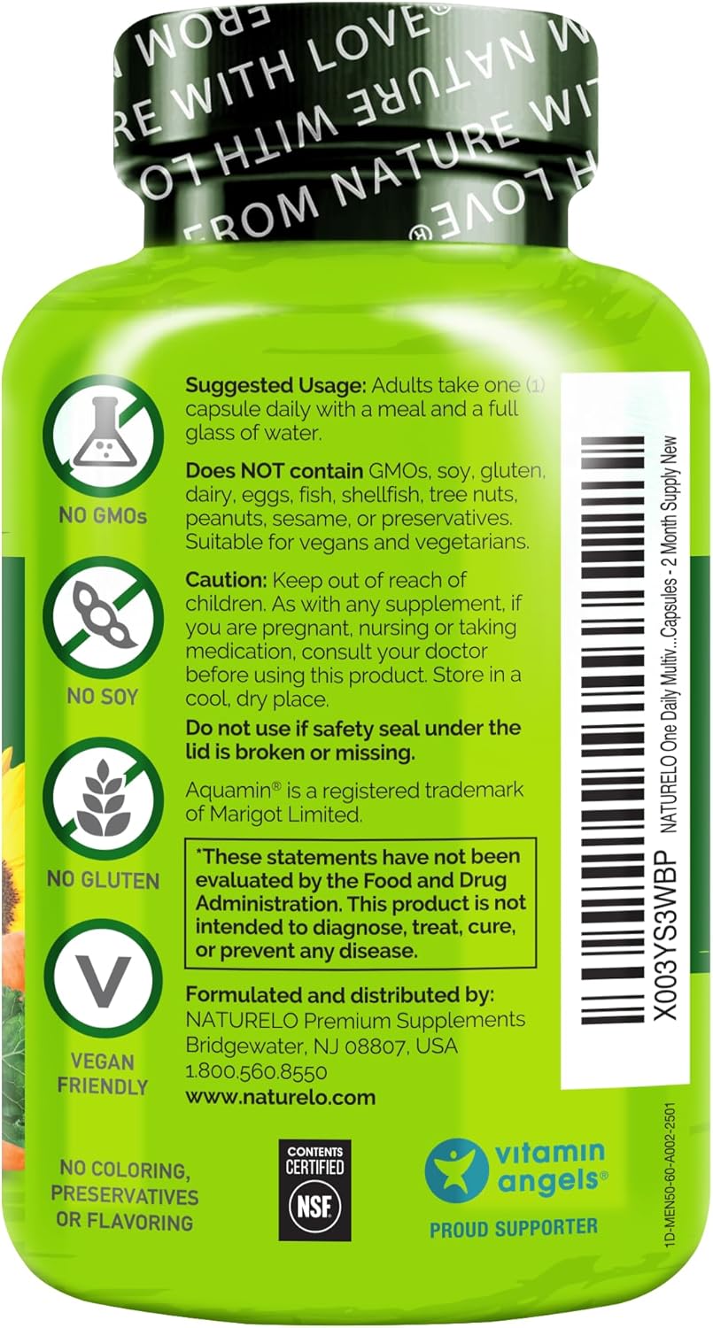 NATURELO Mens Multivitamins for Men 50+ - One Daily Multivitamin for Men with Vitamins, Minerals & Organic Whole Foods, Boost Energy & Health, Non-GMO, 60 Vegetarian Capsules - Image 9