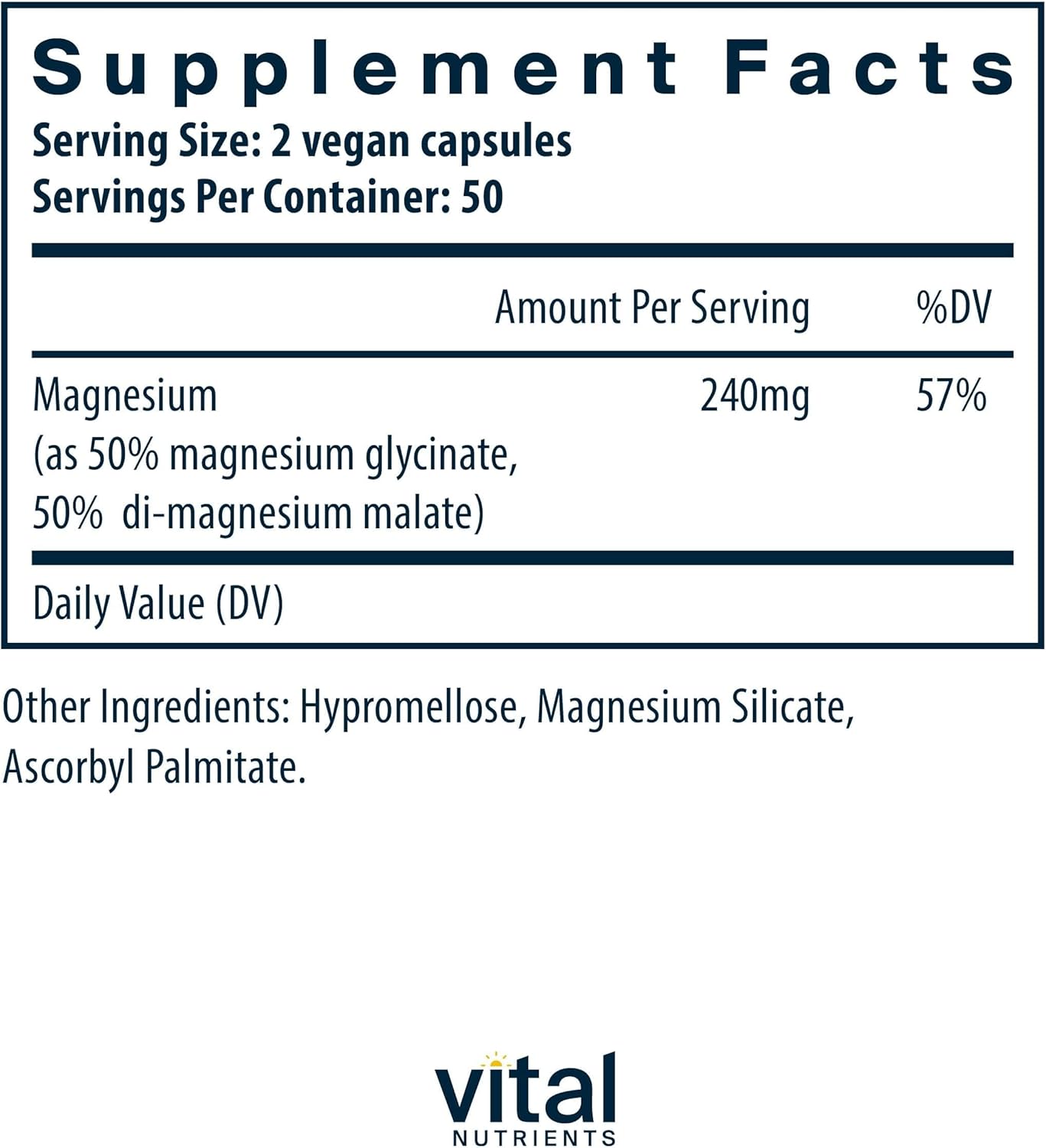 Vital Nutrients Magnesium Glycinate + Malate - 120mg Vegan Magnesium Supplement for Women and Men - Muscle, Heart, Bone Support* - Promotes Relaxation - Gluten, Dairy and Soy Free - 100 Capsules - Image 2