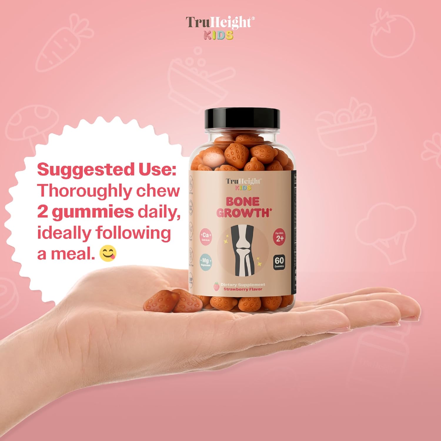 TruHeight Kids Bone Growth Gummies (Strawberry, Ages 2+) Tall Nutrition for Natural Growth for Kids & Toddlers - Vitamin D, Calcium, K, Magnesium Multivitamin, Bone Strength Vitamins, D3 K2, Taller - Image 5