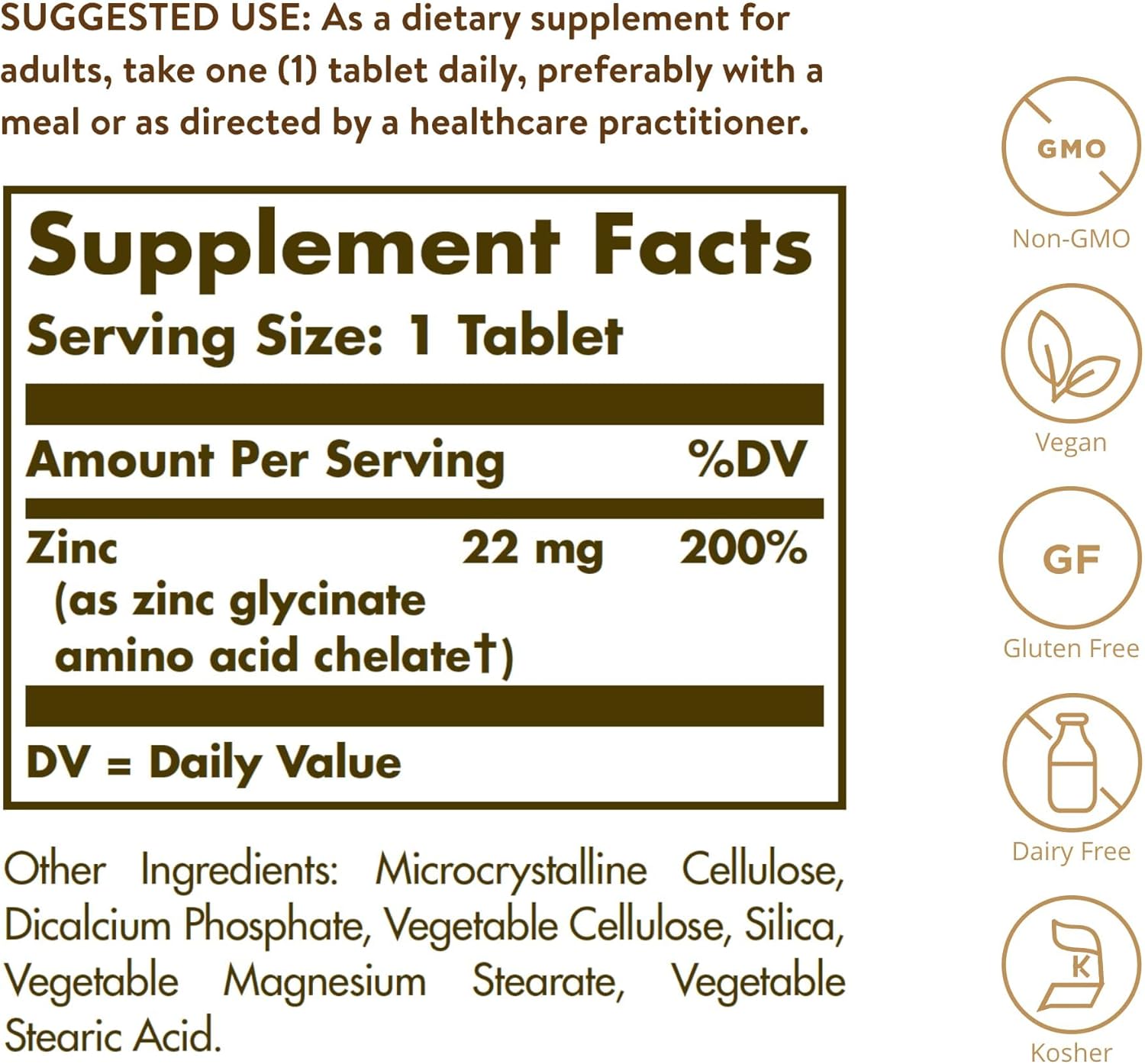 Solgar Chelated Zinc, 100 Tablets - Zinc for Healthy Skin - Supports Cell Growth & DNA Formation - Exerts Antioxidant Activity - Supports A Healthy Immune System - Non GMO, Gluten Free - 100 Servings - Image 2