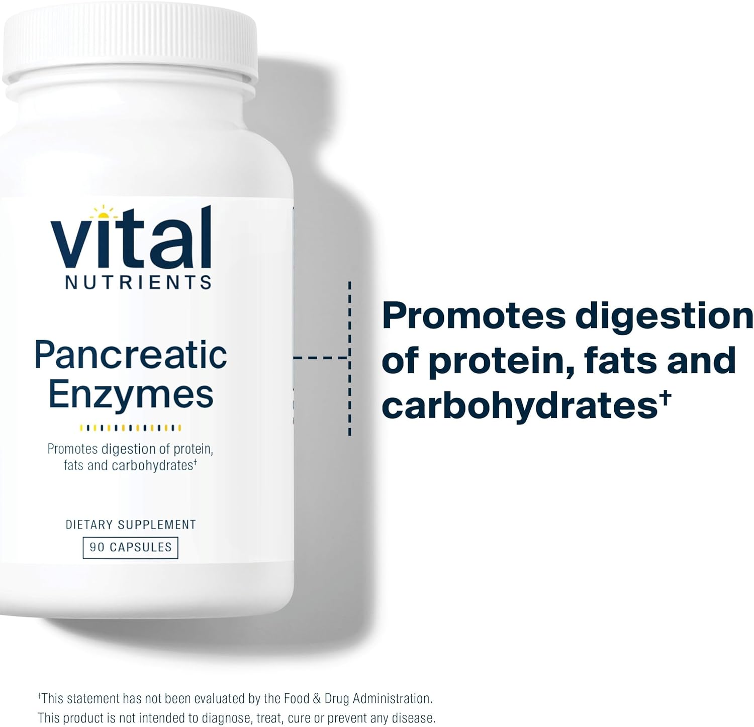 Vital Nutrients Pancreatic Enzymes 1000mg (Full Strength) - Pancreatin Digestion Supplement with Protease, Amylase & Lipase - Digestive Enzymes - Gluten, Dairy, and Soy Free - 90 Capsules - Image 3