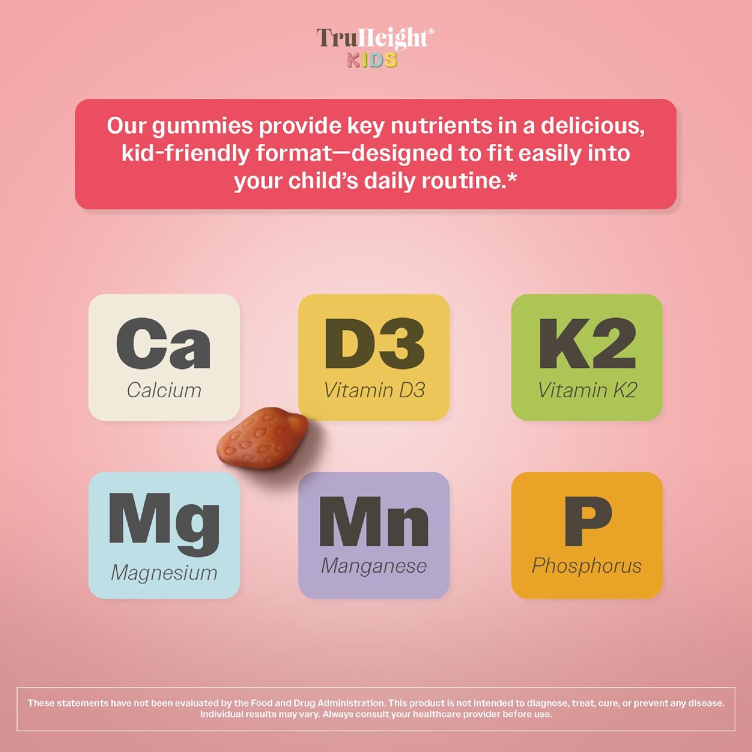 TruHeight Kids Bone Growth Gummies (Strawberry, Ages 2+) Tall Nutrition for Natural Growth for Kids & Toddlers - Vitamin D, Calcium, K, Magnesium Multivitamin, Bone Strength Vitamins, D3 K2, Taller - Image 3