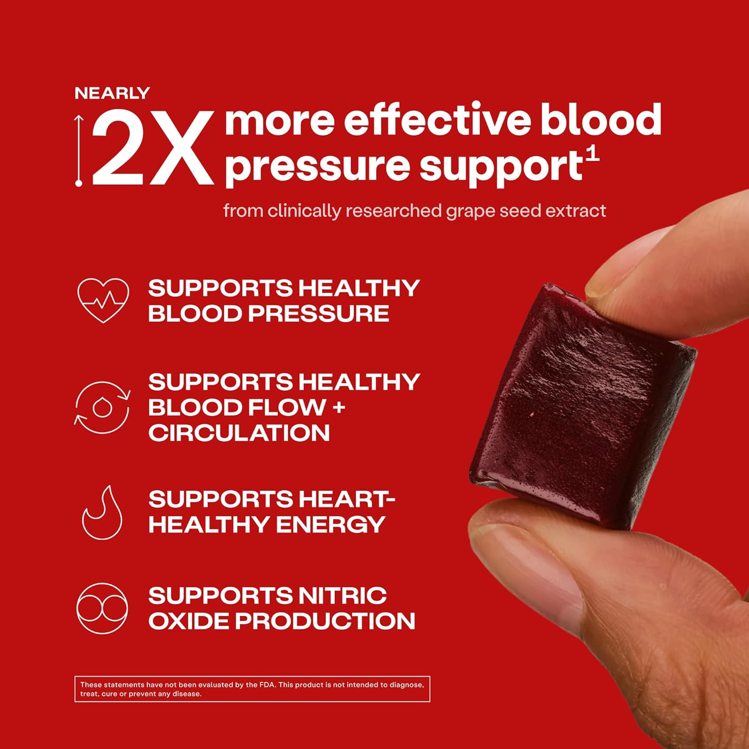 humanN SuperBeets Heart Chews, Beet Root Powder Support Energy Supplement, Nitric Oxide and Blood Pressure Support, Grape Seed Extract & Non-GMO, Heart Health, Pomegranate Berry Flavor, 60 Count - Image 2