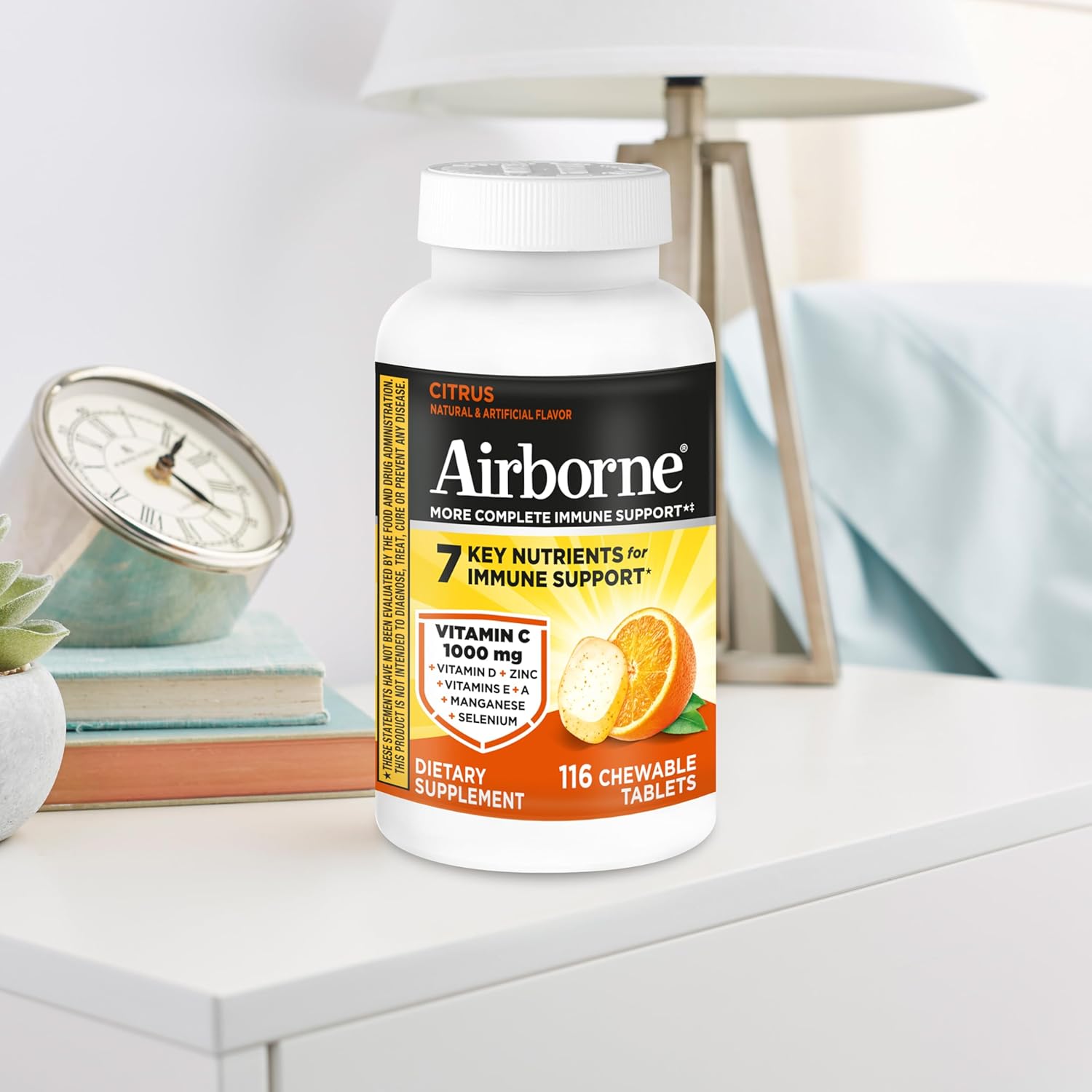 Airborne Citrus Chewable Tablets, 116ct | Immune Support Supplement with 1000mg Vitamin C + Vitamins A, D, E, Zinc,Selenium, & Manganese | Herbal Blend | Gluten Free - Image 17
