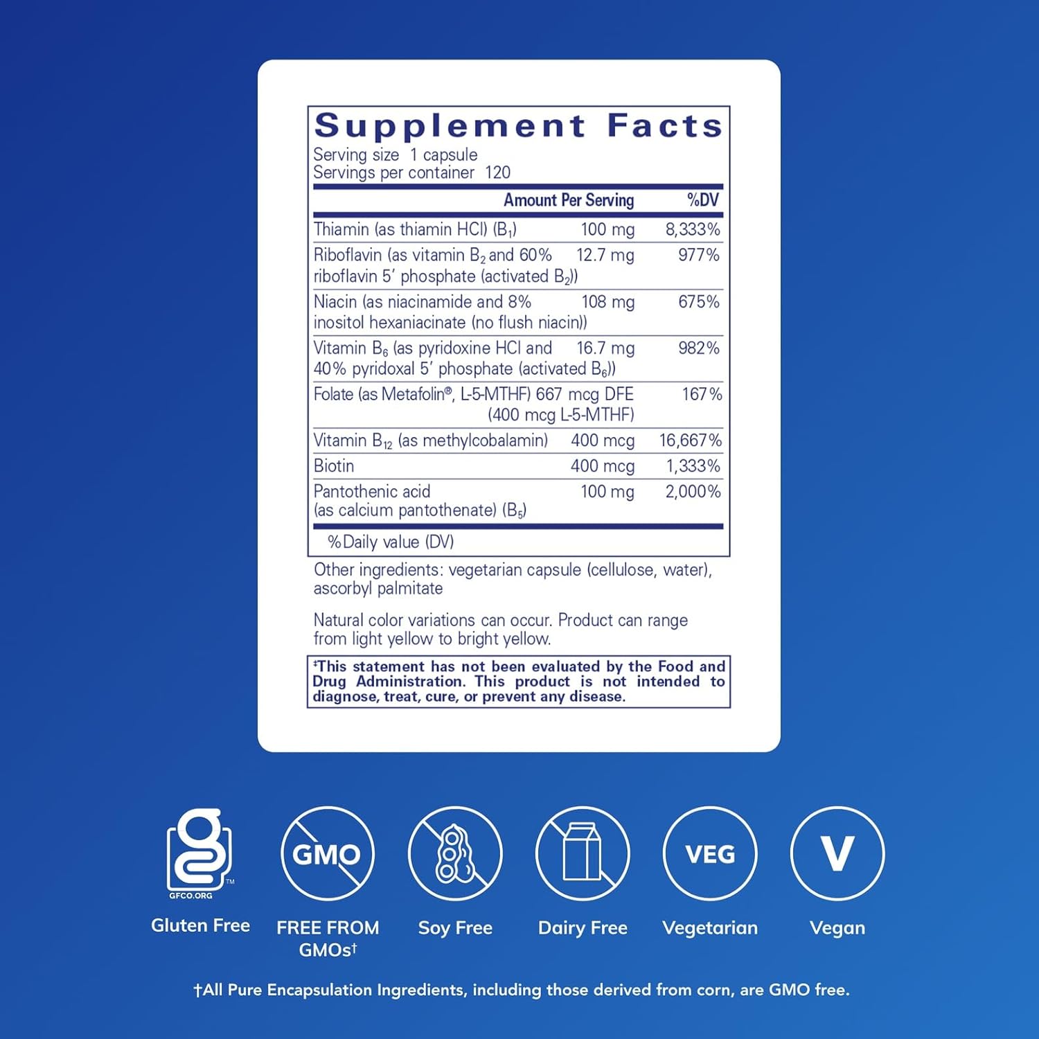 Pure Encapsulations B-Complex Plus - B Vitamins Supplement to Support Neurological Health, Cardiovascular Health, Energy Levels & Nervous System Support* - with Vitamin B12 & More - 120 Capsules - Image 2