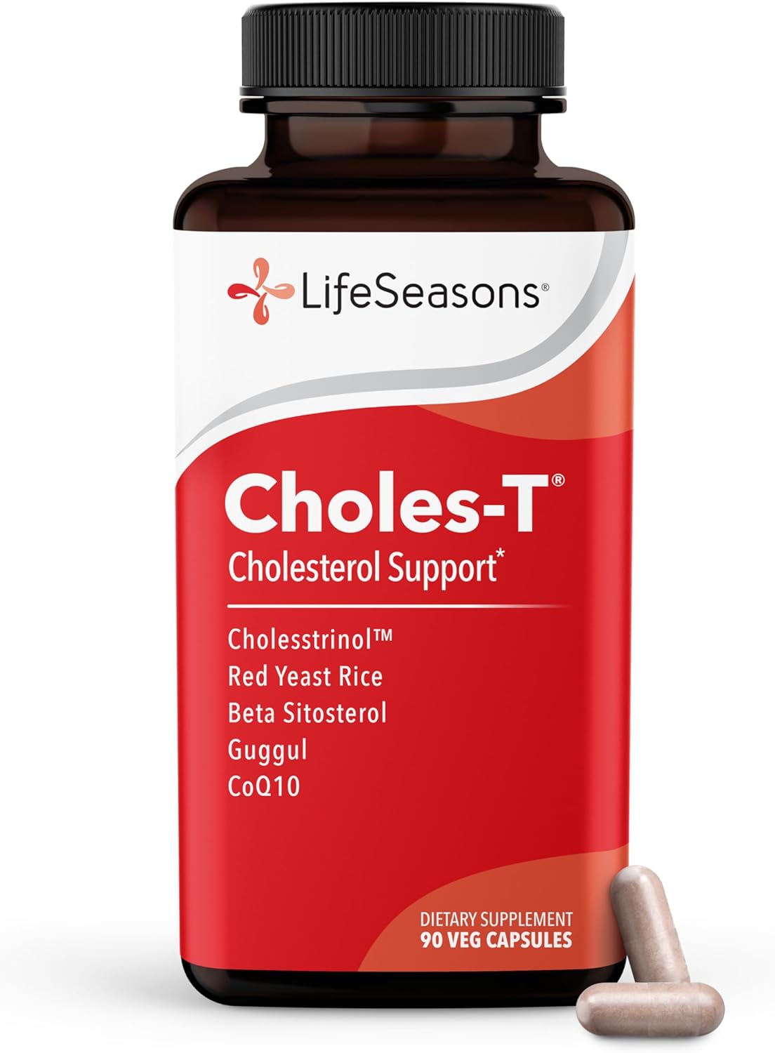 LifeSeasons Choles-T - Cholesterol Support Supplement - Supports Healthy Cholesterol Levels & Enhances Liver Function - Red Yeast Rice, CoQ10, Guggul & Phytosterols - 90 Capsules / 30-Day Supply