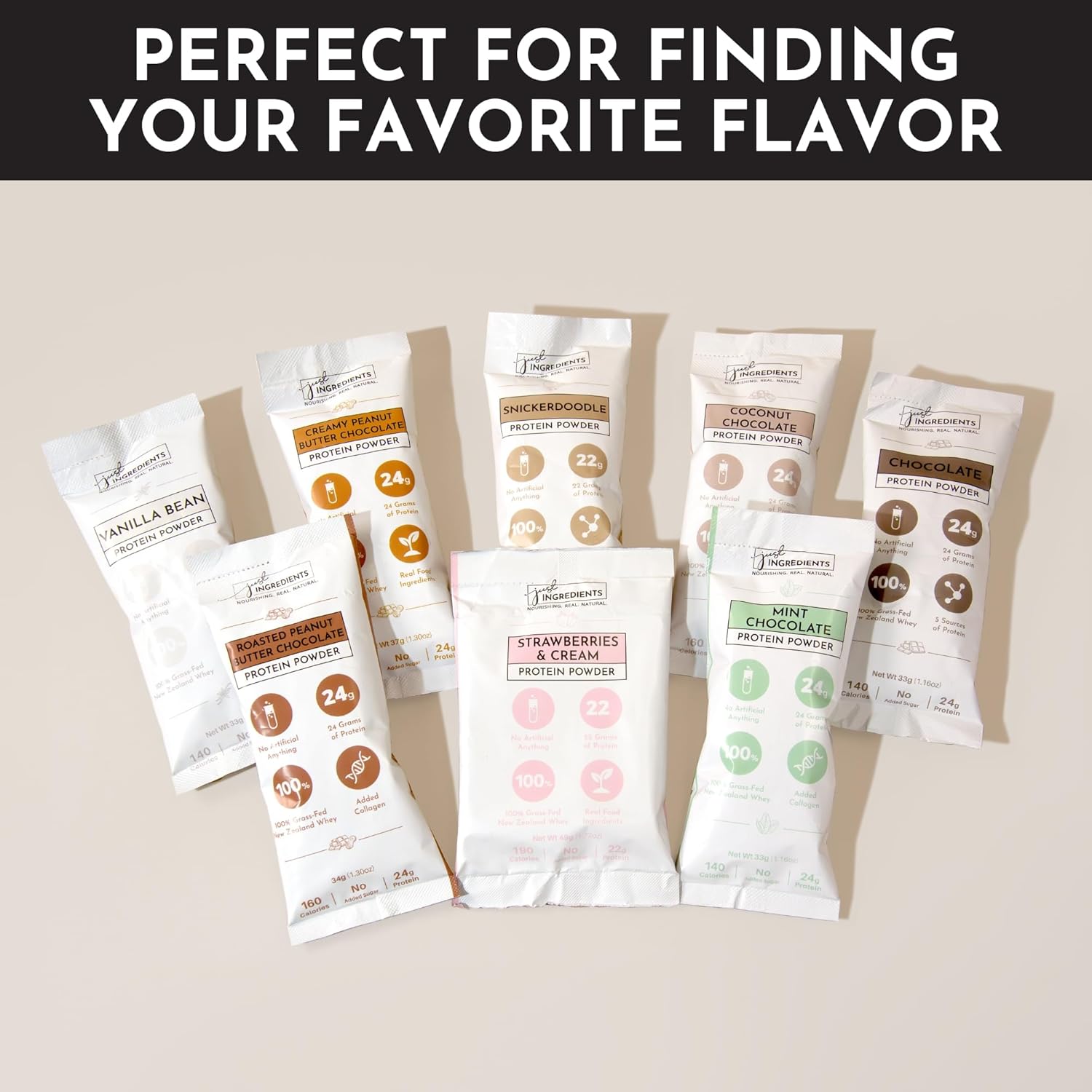 Protein Powder Made with 100% Grass Fed, Non Denatured Whey | Four Different Protein Sources from Organic Whole Food Ingredients | 12 Servings | 22g Protein (Sample Variety Pack) - Image 6