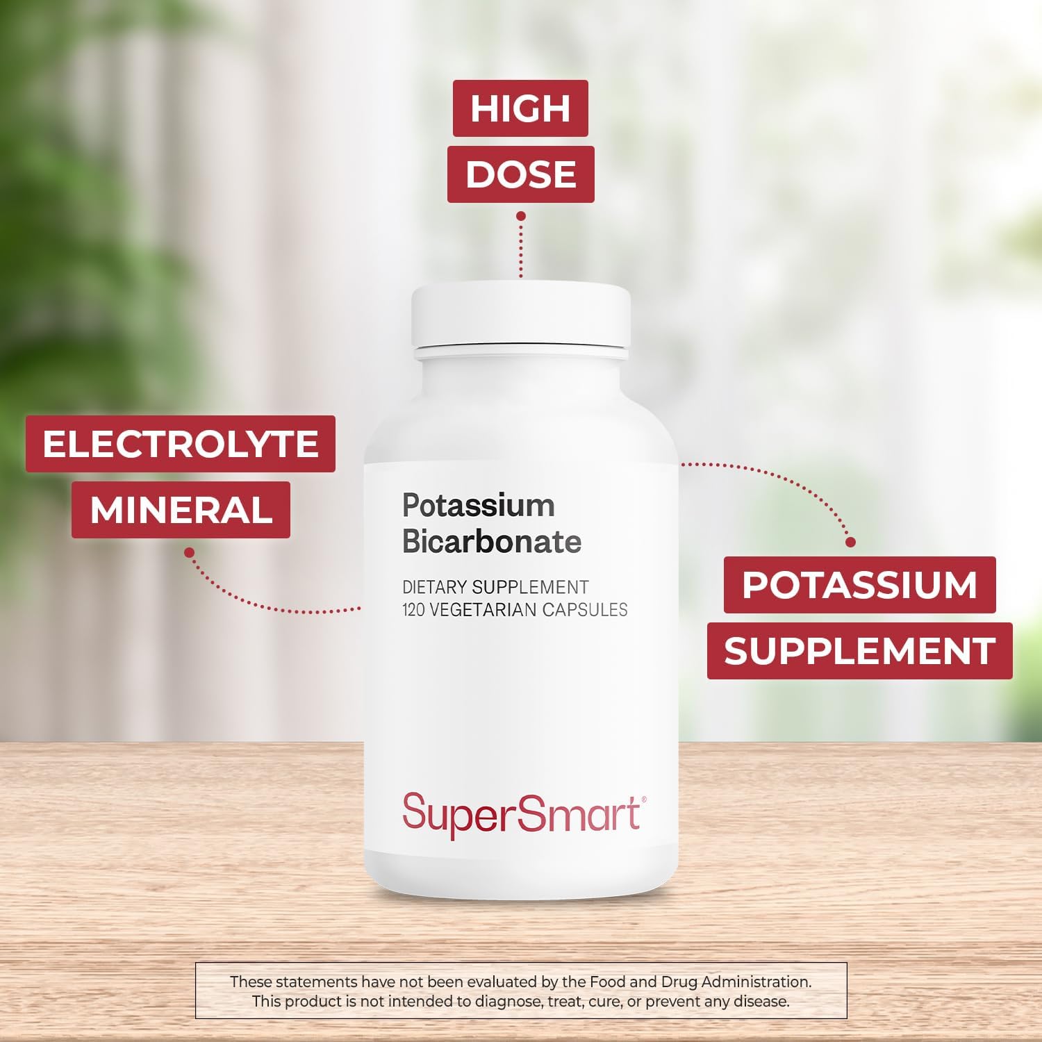 Supersmart - Potassium Bicarbonate 5400mg per Day (High Dose) - Electrolyte Mineral - Acid-Base Balance pH - Heart, Muscle & Nerve Health | Non-GMO & Gluten Free - 120 Vegetarian Capsules - Image 3