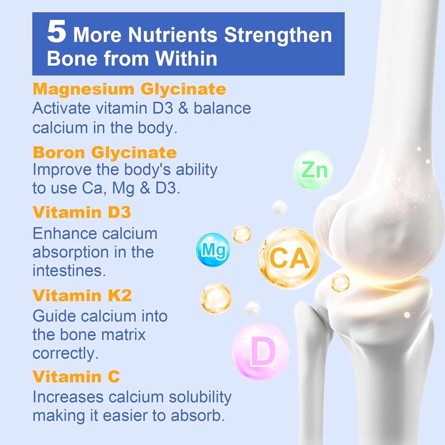 Liposomal Calcium AKG Supplement 1500mg with Vitamin D3 & K2 Softgels for Women & Men│ High Absorption│Calcium Supplements with Magnesium Glycinate, Boron, Probiotics & Vitamin C for Bone - 120 Pills - Image 5