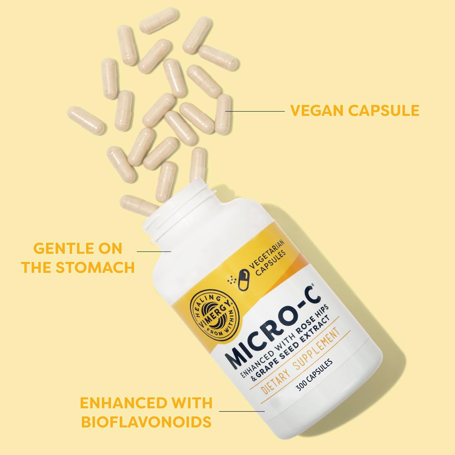 Vimergy Micro-C® Vitamin C Capsules – 500mg per Capsule, Supports Immune Health*, Promotes Collagen Production, Supports Healthy Bones*, Kosher, Vegan & Gluten-Free, Value Size 300 Capsules - Image 3