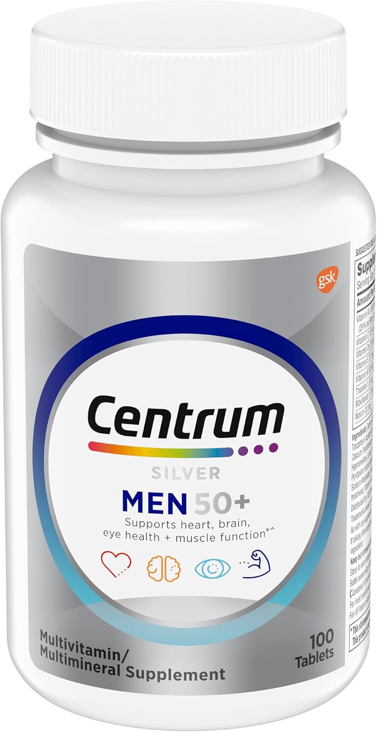 Centrum Silver Multivitamin for Men 50 Plus, Multimineral Supplement, Vitamin D3, B-Vitamins and Zinc, Gluten Free, Non-GMO Ingredients, Supports Memory and Cognition in Older Adults - 100 Ct - Image 4