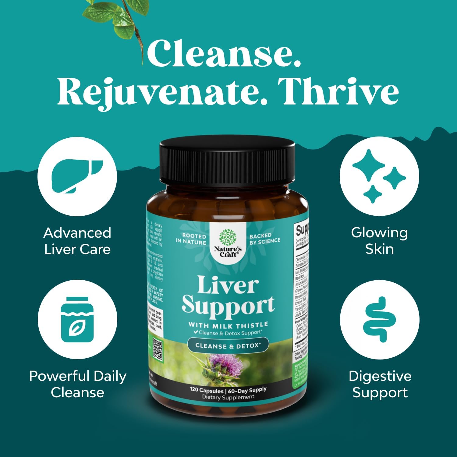 Bundle of Advanced Kidney Support Cranberry Extract with Uva Ursi Stinging Nettle & Astragalus and Liver Cleanse Detox & Repair - Milk Thistle with Dandelion Root Choline Beetroot & Artichoke Extract - Image 5