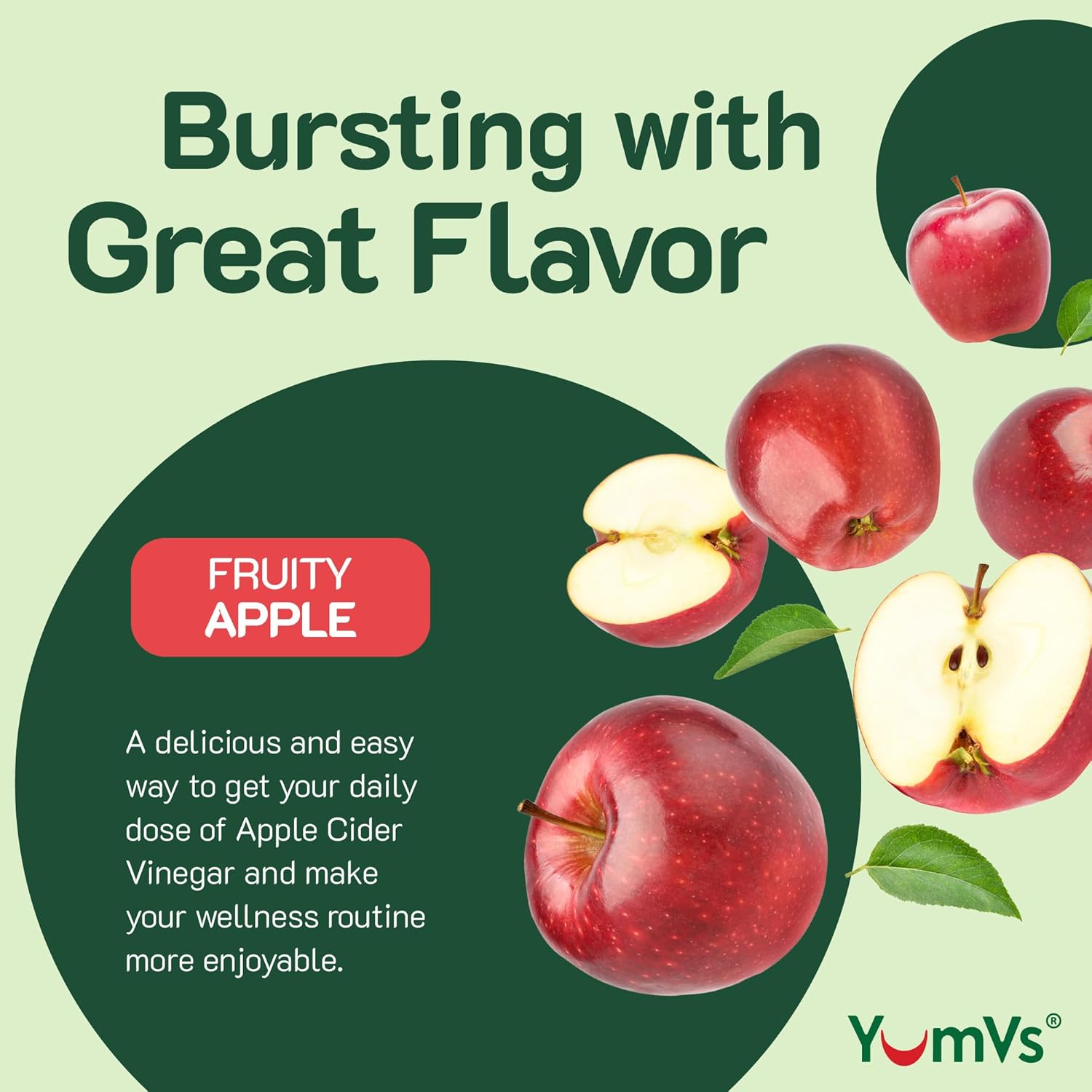 YUM-V'S Apple Cider Vinegar Gummies – ACV Gummies with Ginger & The Mother – Supports Metabolism, Vitality & Daily Wellness – Natural Apple Flavor Vegan, Non-GMO, Gluten-Free, Cider Gummy – 60 Count - Image 3