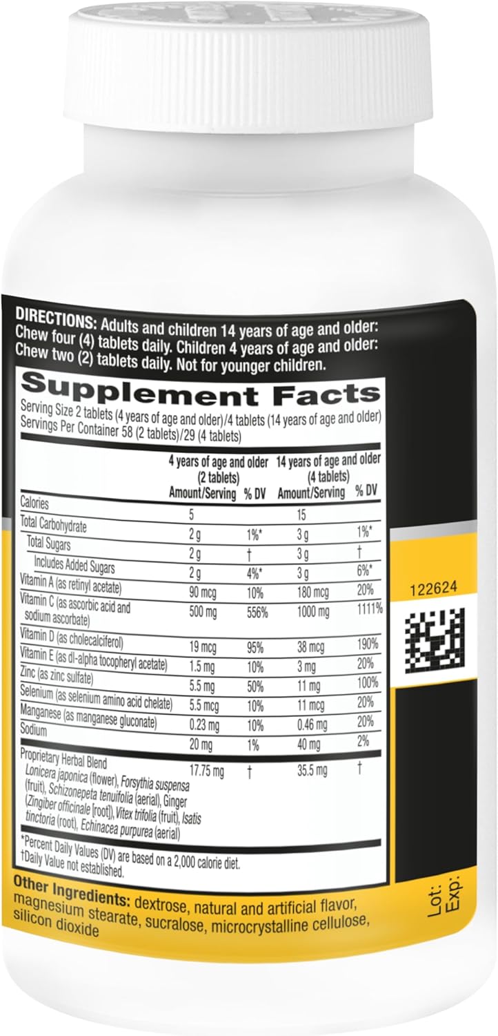 Airborne Citrus Chewable Tablets, 116ct | Immune Support Supplement with 1000mg Vitamin C + Vitamins A, D, E, Zinc,Selenium, & Manganese | Herbal Blend | Gluten Free - Image 14