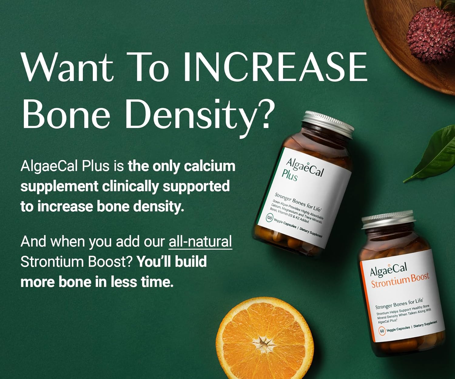 ALGAECAL Bone Builder Pack - Plant Based Calcium Supplement & Strontium - Organic Calcium 750mg with Vitamin D3 1600 IU, Vitamin K2, Magnesium, 16 Nutrients for Bone Health & Density (1-Month Supply) - Image 10