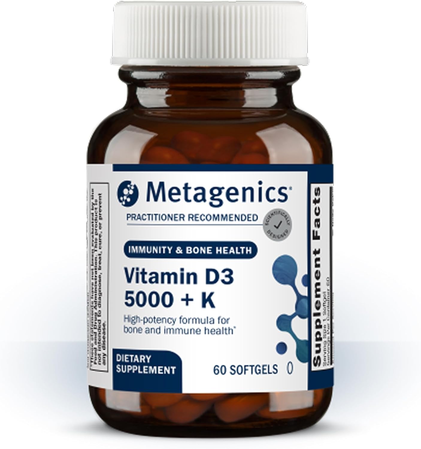 Metagenics Vitamin D3 and Vitamin K2 5,000 IU with MK-7- Vitamin D3 with K2 for Immune Support, Bone & Heart Health-Non-GMO, Gluten-Free-60 Softgels