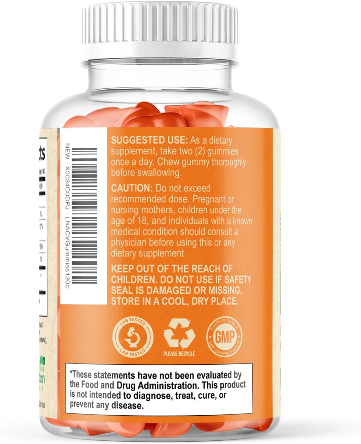 Apple Cider Vinegar Gummies Zero Sugar - Max Strength ACV Gummy Vitamins - Vitamin B12 & The Mother - Metabolism & Energy Support - Vegan Apple Cider Vinegar Gummy Supplement - Non-GMO - 120 Gummies - Image 8