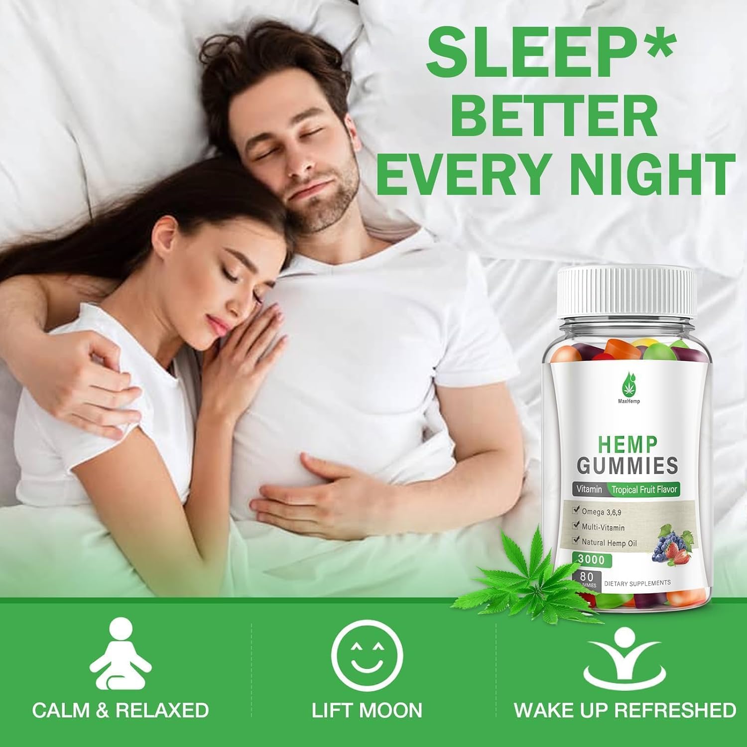 Hemp Gummies for Sleep, Pain, Anxiety, Peace & Relaxation - High Potency Natural Hеmp Oil Infused Gummies - Natural Fruity Bear Hemp Gummy for Adults Vegan - 80Counts - Image 3