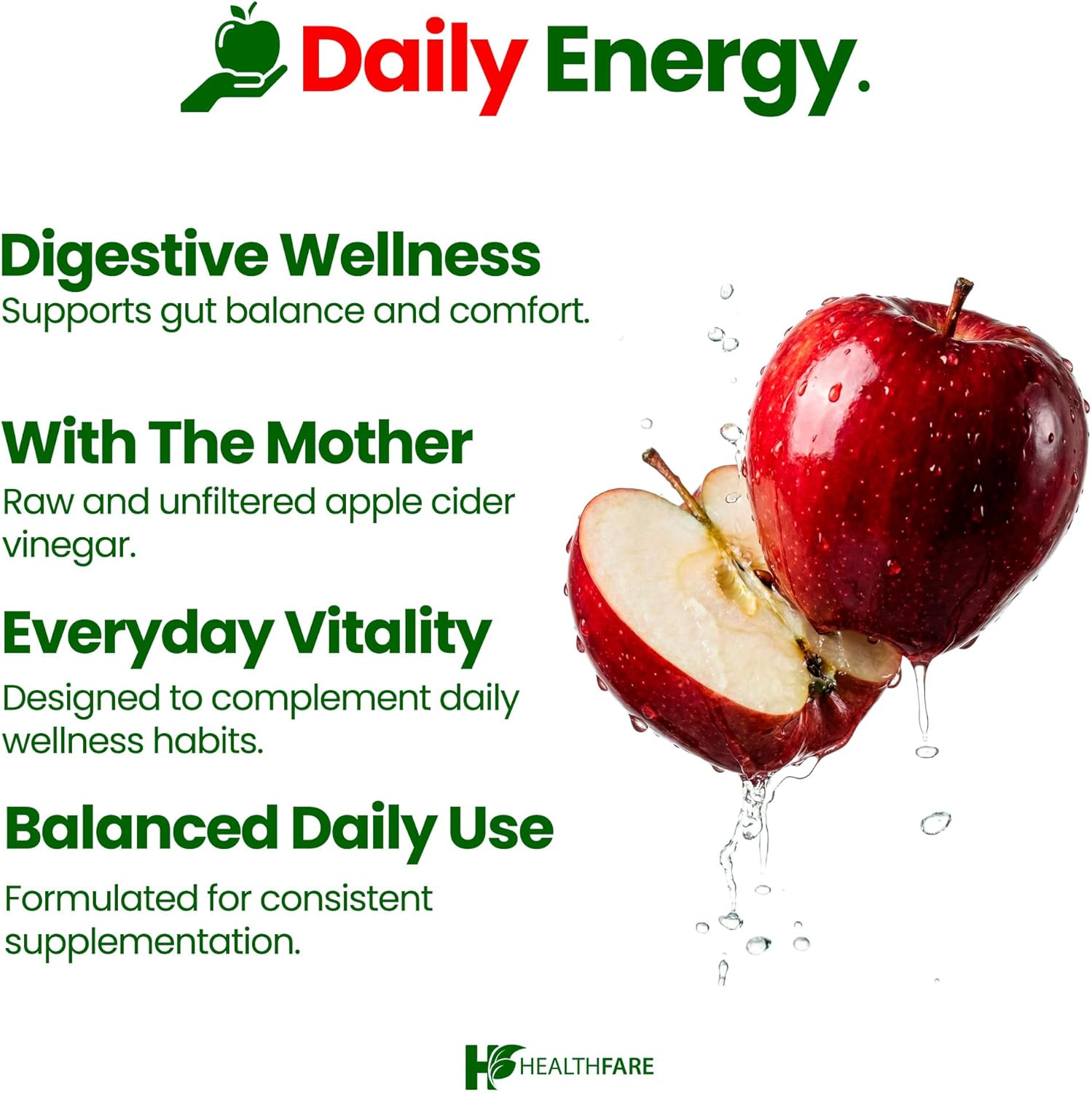 HealthFare Apple Cider Vinegar Capsules with the Mother | 3200mg Raw, Organic & Unfiltered ACV | 150 Vegan Pills | Maximum Strength Supplement for Detox & Digestion | Non-GMO, Gluten-Free, Made in USA - Image 6