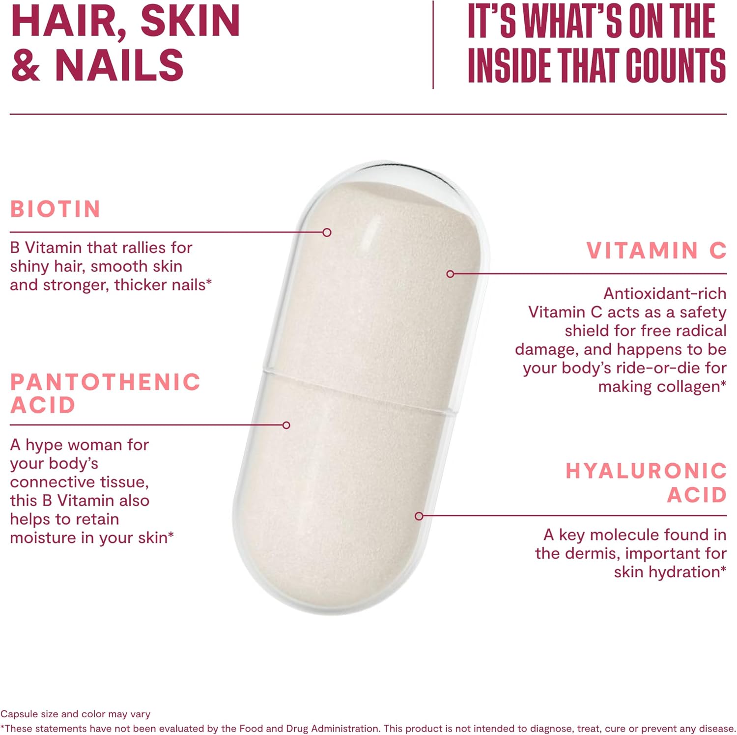 Habit Hair, Skin & Nails Supplement (60 Capsules) - New Look, Supports Skin Hydration, Hair & Nail Strength, Biotin 2000mcg, Vitamin A & C, Hyaluronic Acid, Rosehip, Vegan, Non-GMO (1 Pack) - Image 6
