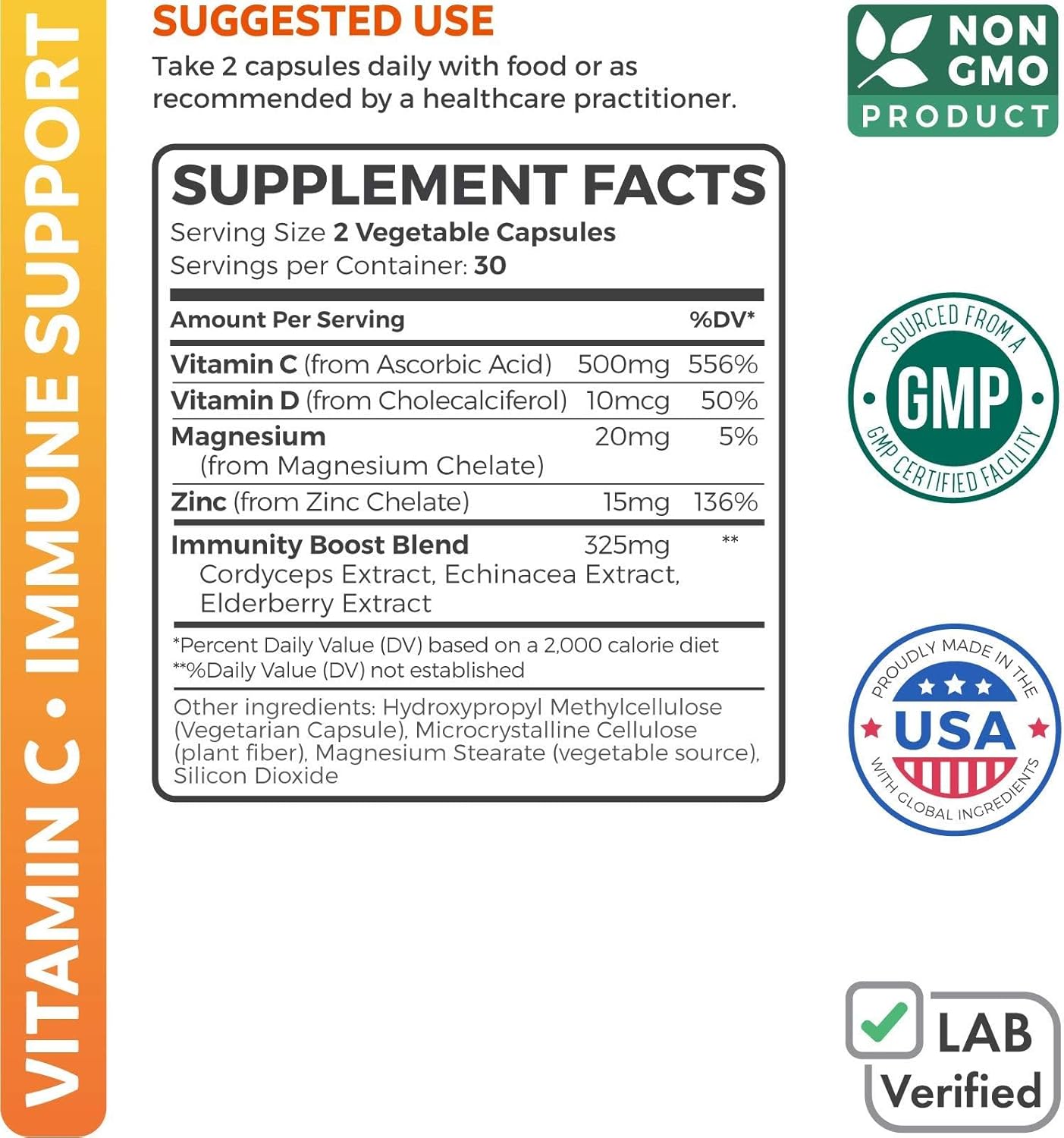 Vitamin C Immune Support Supplement - Immune Boost Blend with Elderberry Vitamin C and Zinc for Daily & Seasonal Support - Magnesium Zinc Vit C & D and Herbal Defense Complex (1 Month Supply) - Image 2