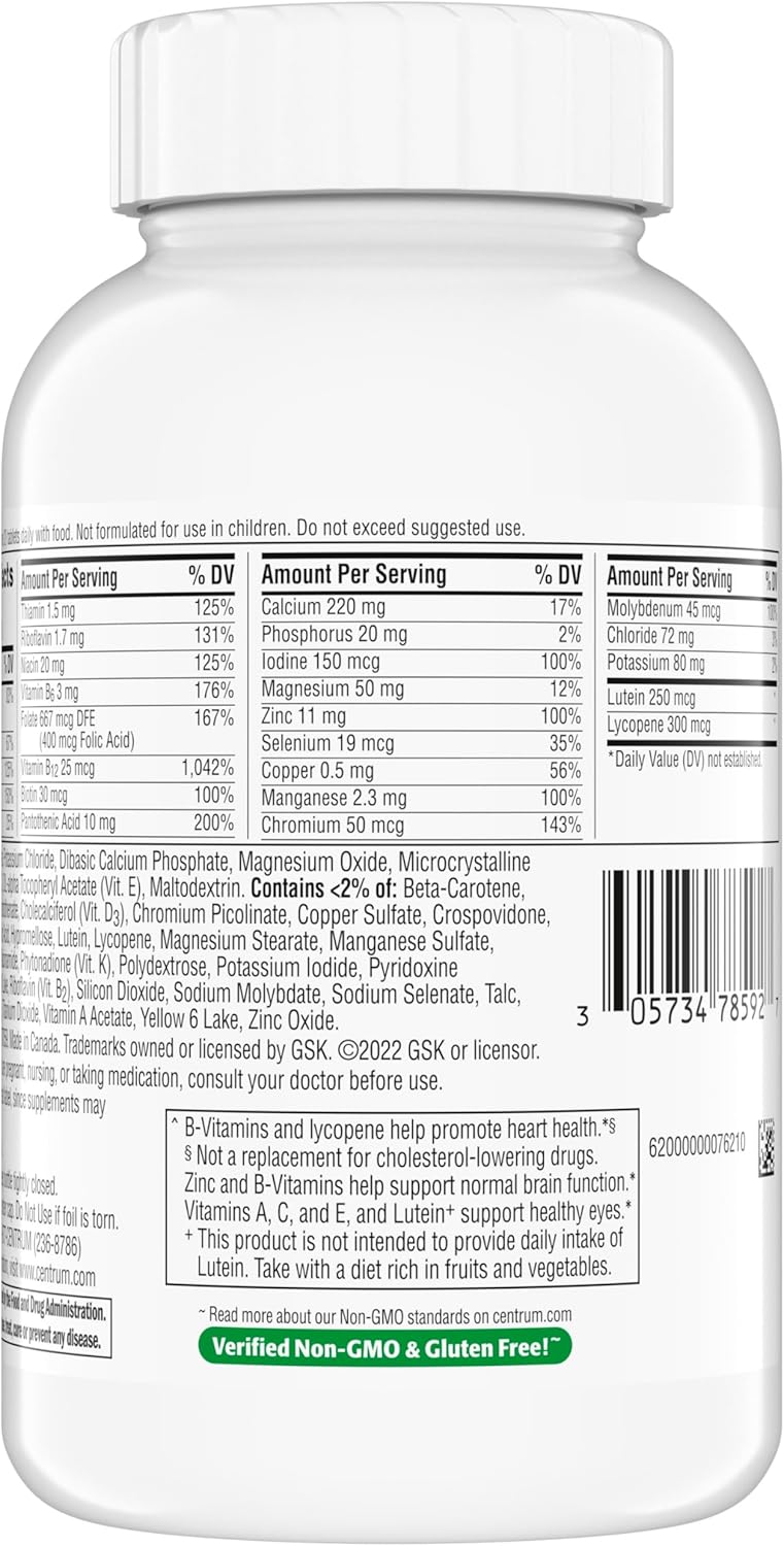 Centrum Minis Silver Multivitamin for Adults 50 Plus, Multimineral Supplement, Vitamin D3, B-Vitamins, Gluten Free, Non-GMO Ingredients, Supports Memory and Cognition in Older Adults - 320 Ct - Image 12