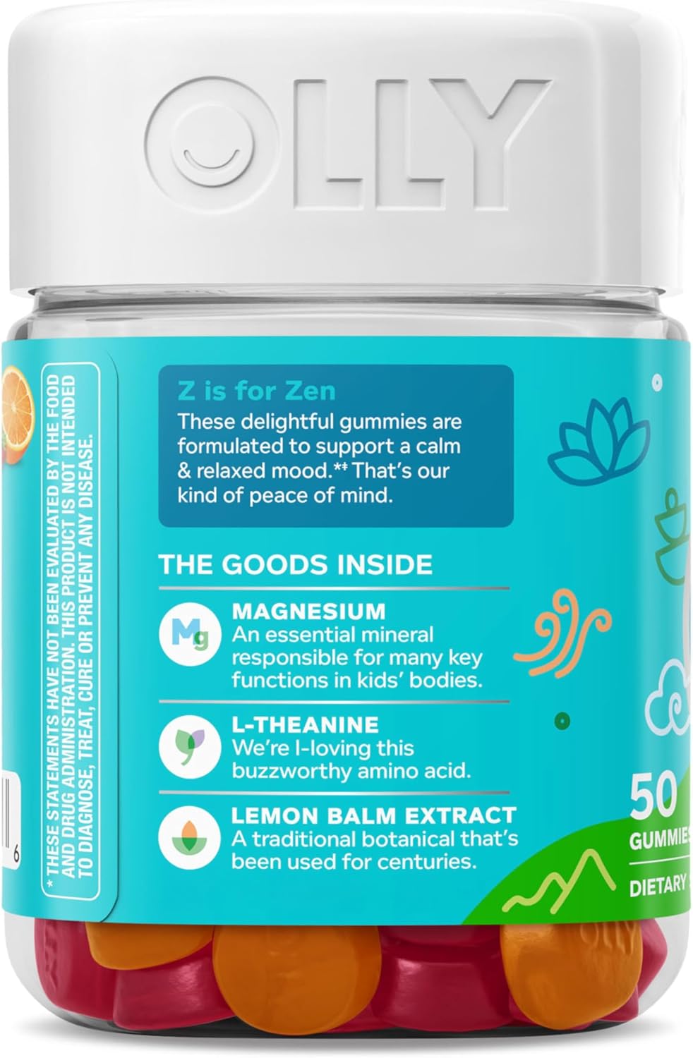 OLLY Kids Chillax Gummy, For a Calm and Relaxed Mood*, Magnesium, L-Theanine, Lemon Balm Extract, Chewable Supplement, Sherbet Flavored, 25 Day Supply - 50 Count (Packaging May Vary) - Image 8