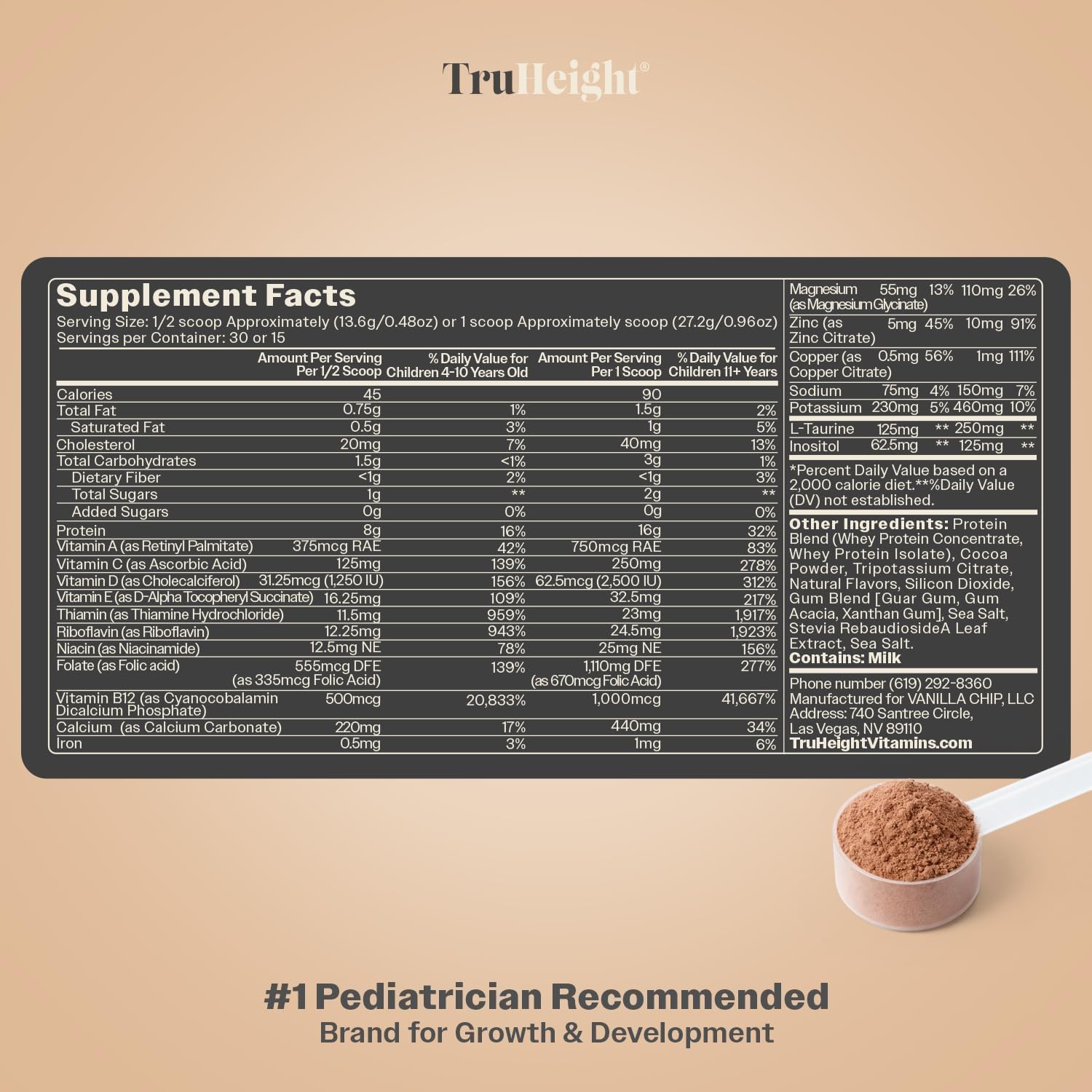 TruHeight Growth Protein Shake (Chocolate Milk Flavor, Whey) Tall Nutrition for Natural Growth & Development - Protein Powder for Kids & Teens, Weight Gain Drinks - Picky Eater Vitamin, Taller Ages 4+ - Image 4