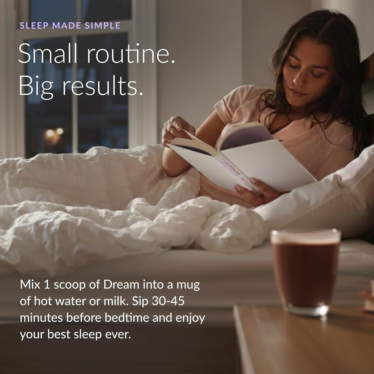 Beam Dream Sleep Powder – Sleep Aid for Adults with Melatonin, Magnesium, L-Theanine, Reishi Mushroom & Apigenin Sleep Supplement, Sleepy Cocoa Bedtime Drink Mix, Cinnamon Cocoa Flavor, 30 Servings - Image 4