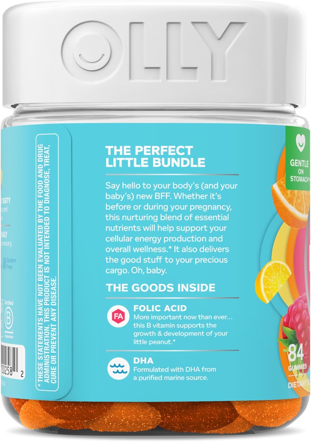 OLLY Prenatal Multivitamin Gummy, Daily Multi Blend for Mommy & Baby, Folic Acid, Omega 3 DHA, Vitamins A & D, Sweet Citrus Flavored, 42 Day Supply - 84 Count - Image 11