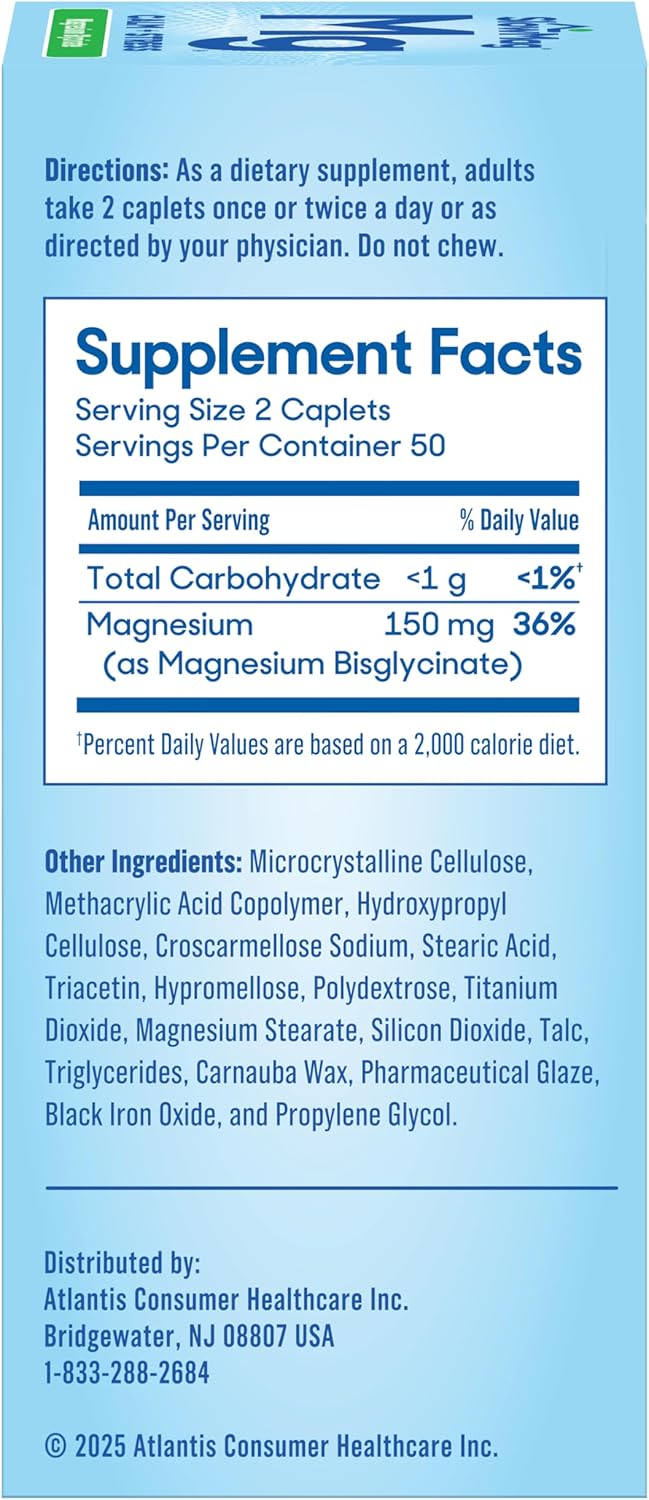 SlowMag Magnesium Glycinate Caplets, 100 Count, Slow-Release, Calm & Stress Support, Healthy Sleep, Gentle on Stomach, Magnesium Glycinate Supplements for Women & Men - Image 7