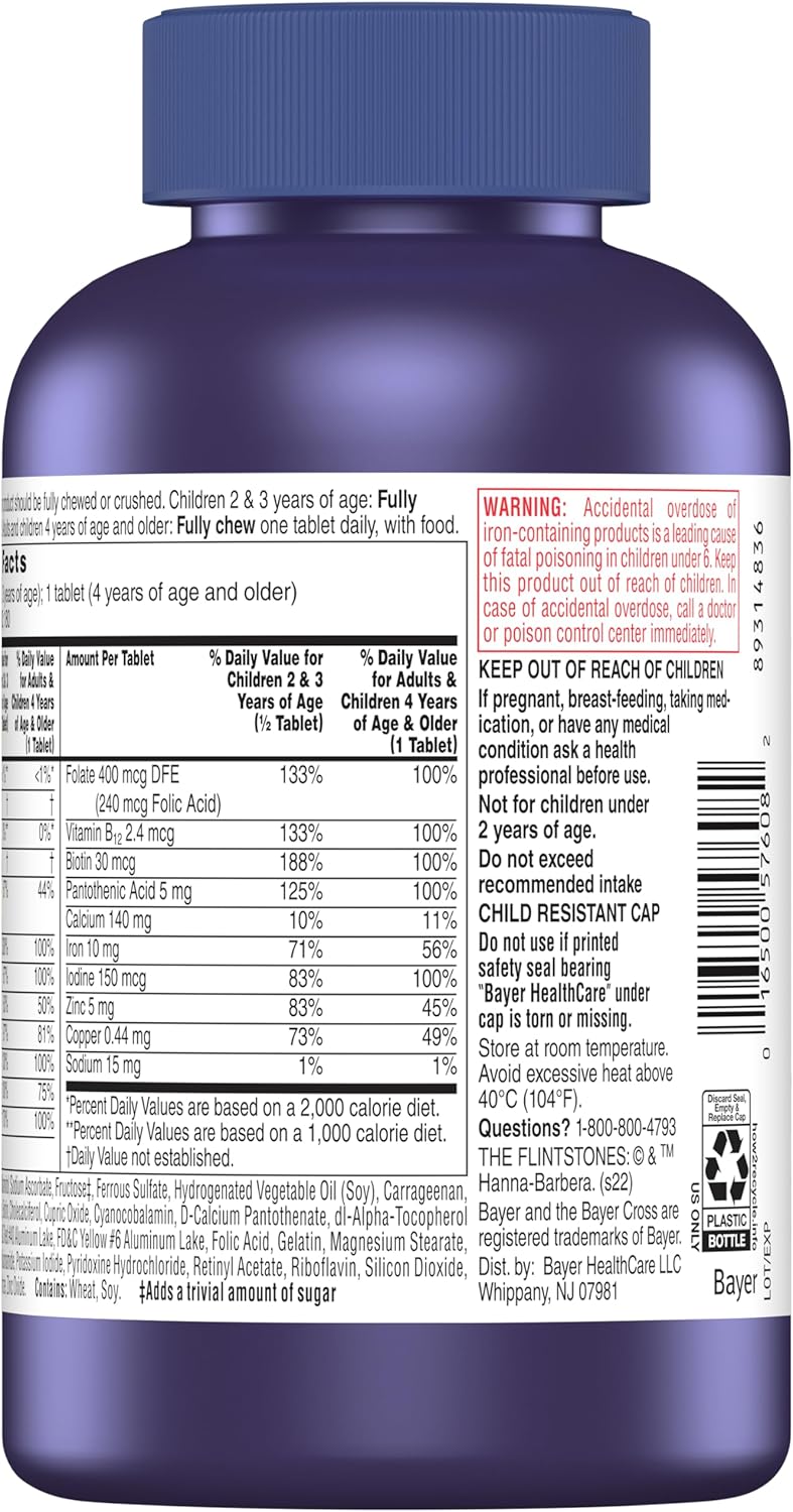 Flintstones Vitamins Chewable Kids Vitamins, Complete Multivitamin for Kids and Toddlers with Iron, Calcium, Vitamin C, Vitamin D & more, 180 count(Pack of 1)(Packaging May Vary) - Image 9