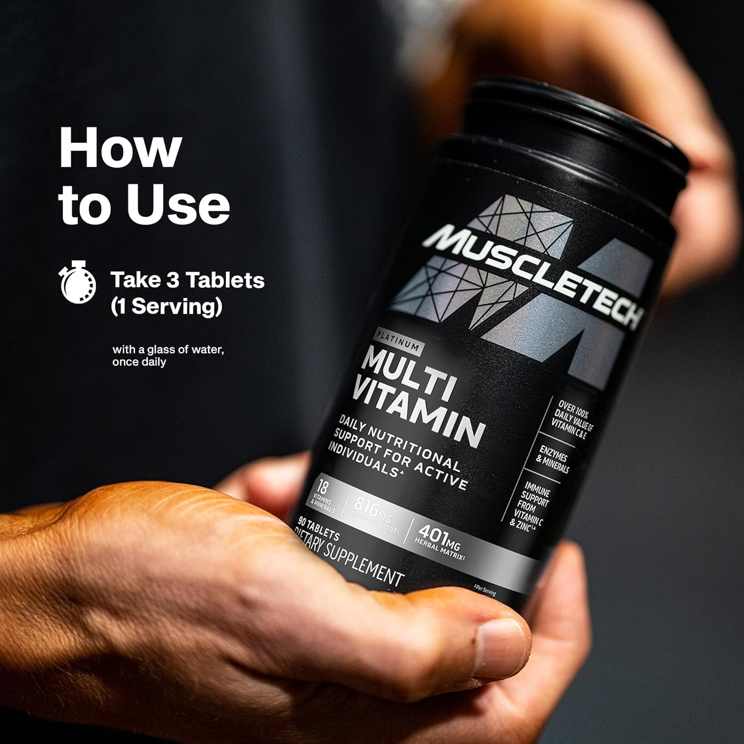 MuscleTech Platinum Multivitamins for Men & Women - Multi-Vitamin Supplement for Immune Support - 18 Vitamins & Minerals, Vitamin A C D E B6 B12 - Daily Workout Supplements for Men - 90 Capsules - Image 6