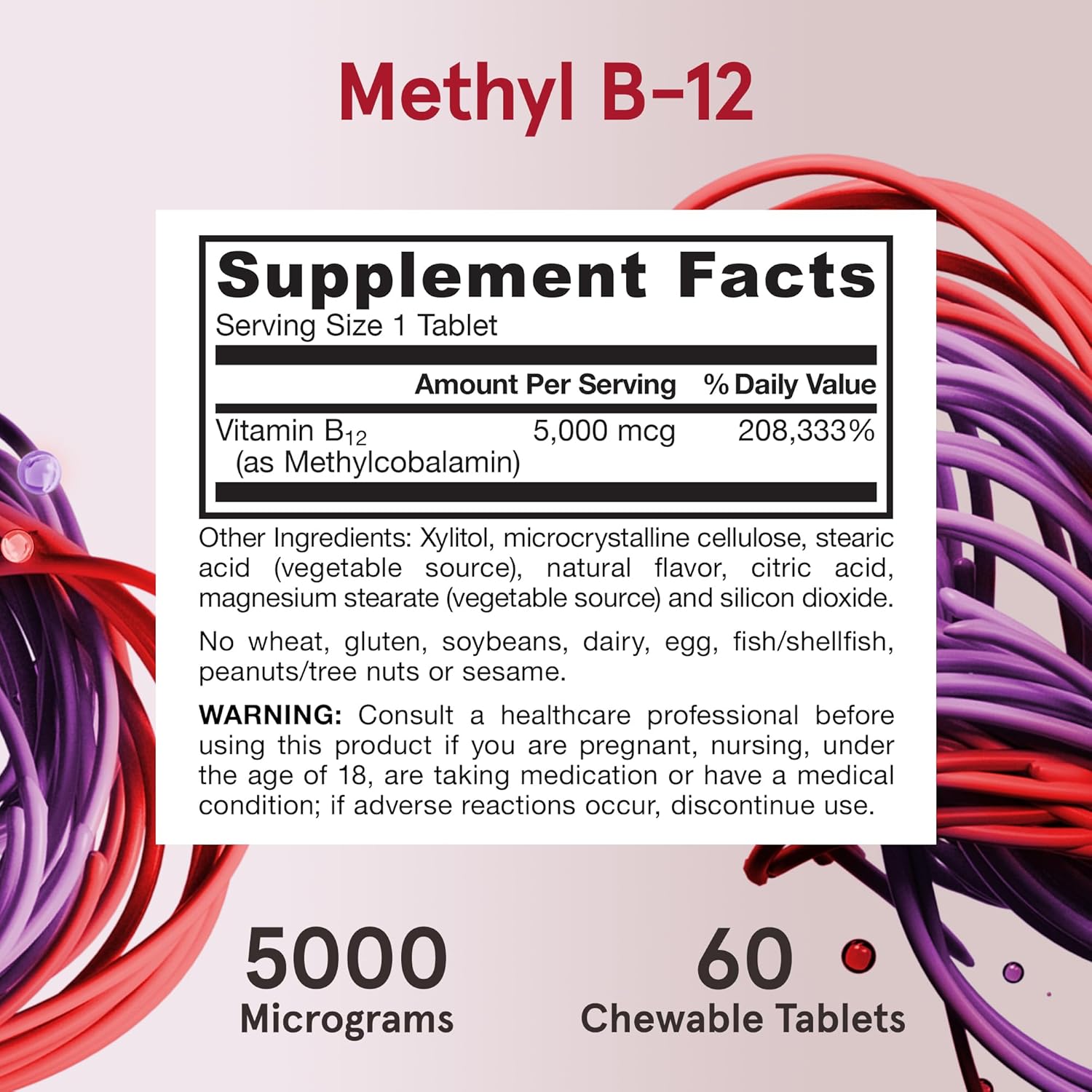 Jarrow Formulas Methyl Vitamin B12 5000 mcg - 60 Chewable Tablets, Naturally Fruit Flavored- Bioactive B12 Vitamin - Supports Cellular Energy Production, Brain Health & Metabolism - 60 Servings - Image 5