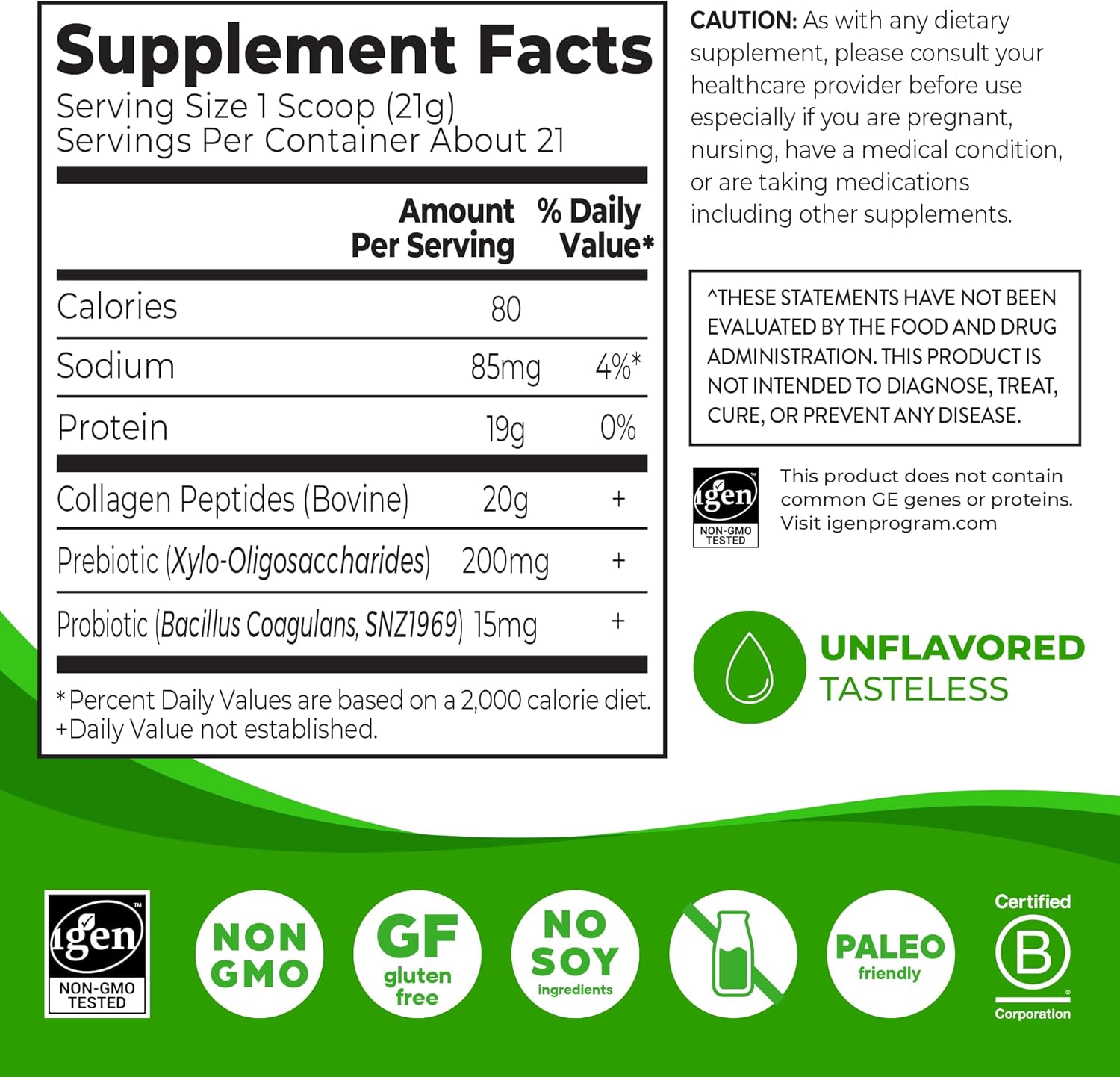 Orgain Hydrolyzed Collagen Peptides + Prebiotic & Probiotics Powder for Women & Men, 20g Grass Fed Collagen, 1 Billion CFU - Supports Digestive, Hair, Skin & Joint Health, Non-GMO, Type I & III, 1lb - Image 2