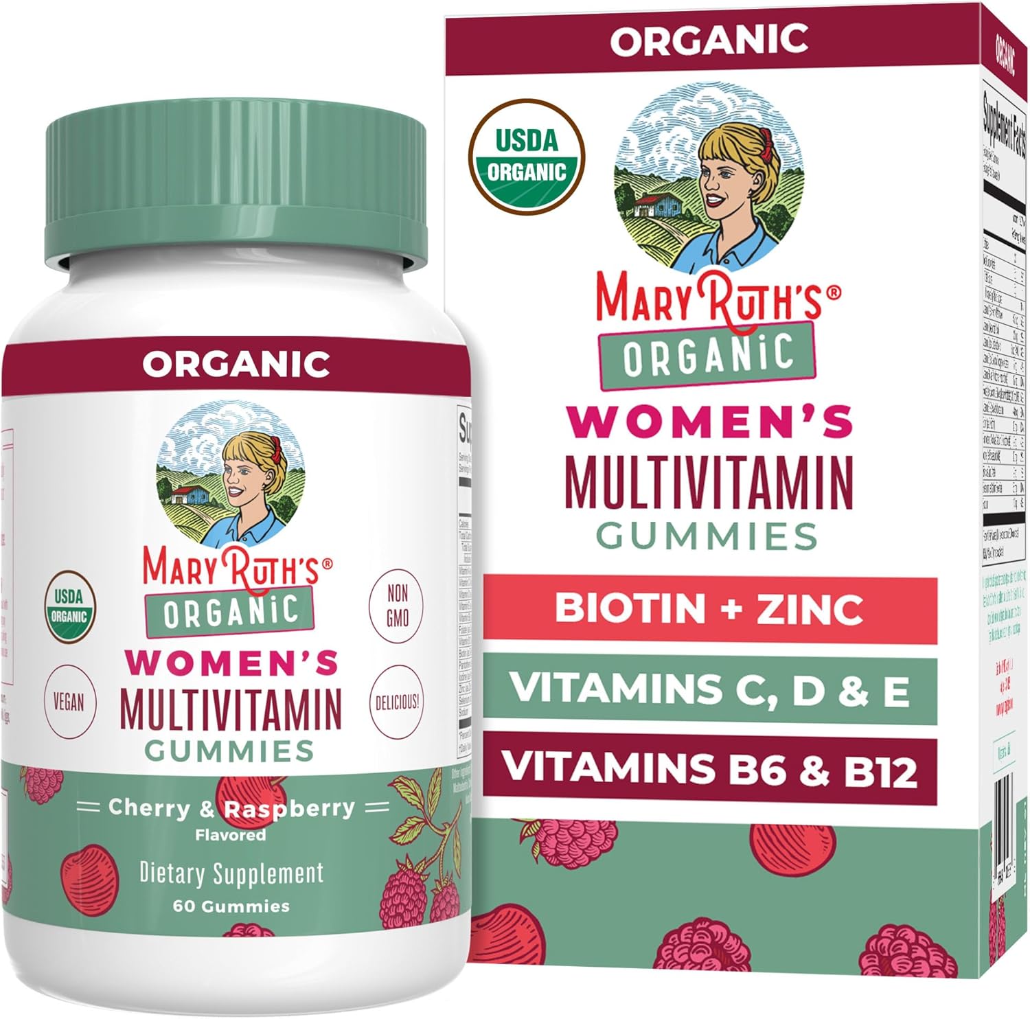 MARYRUTH'S Multivitamin Gummies for Women Ages 14+ | Immune Support | Hair & Skin Health | Reproductive Health | Vitamin A C D E B6 B12 Biotin Zinc Iodine | Organic | Vegan | Non-GMO | 60 Count